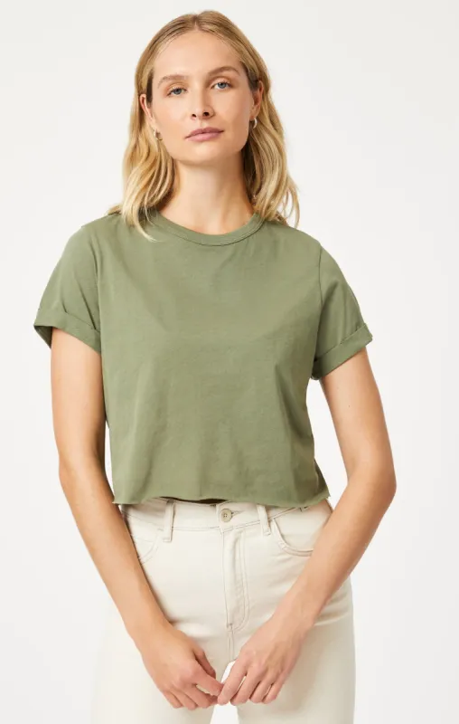 CROPPED T-SHIRT IN DEEP LICHEN GREEN sold by Mavi