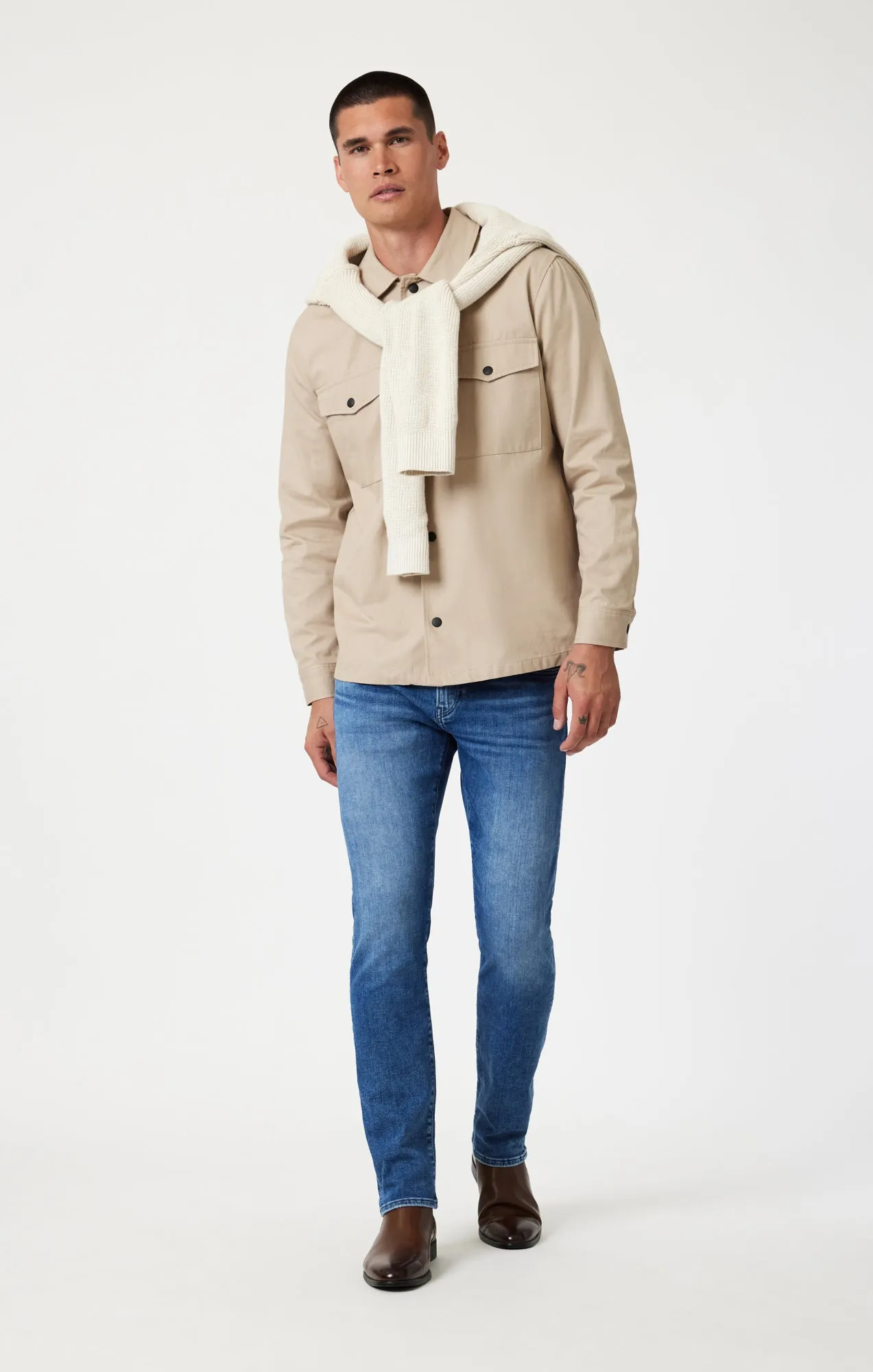 JAKE SLIM LEG IN DARK BRUSHED FEATHER BLUE sold by Mavi