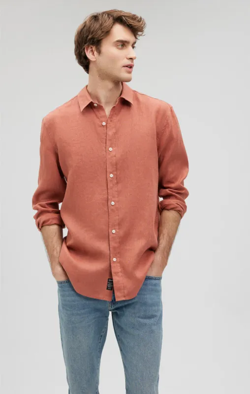 LINEN BUTTON-UP SHIRT IN CEDAR WOOD sold by Mavi