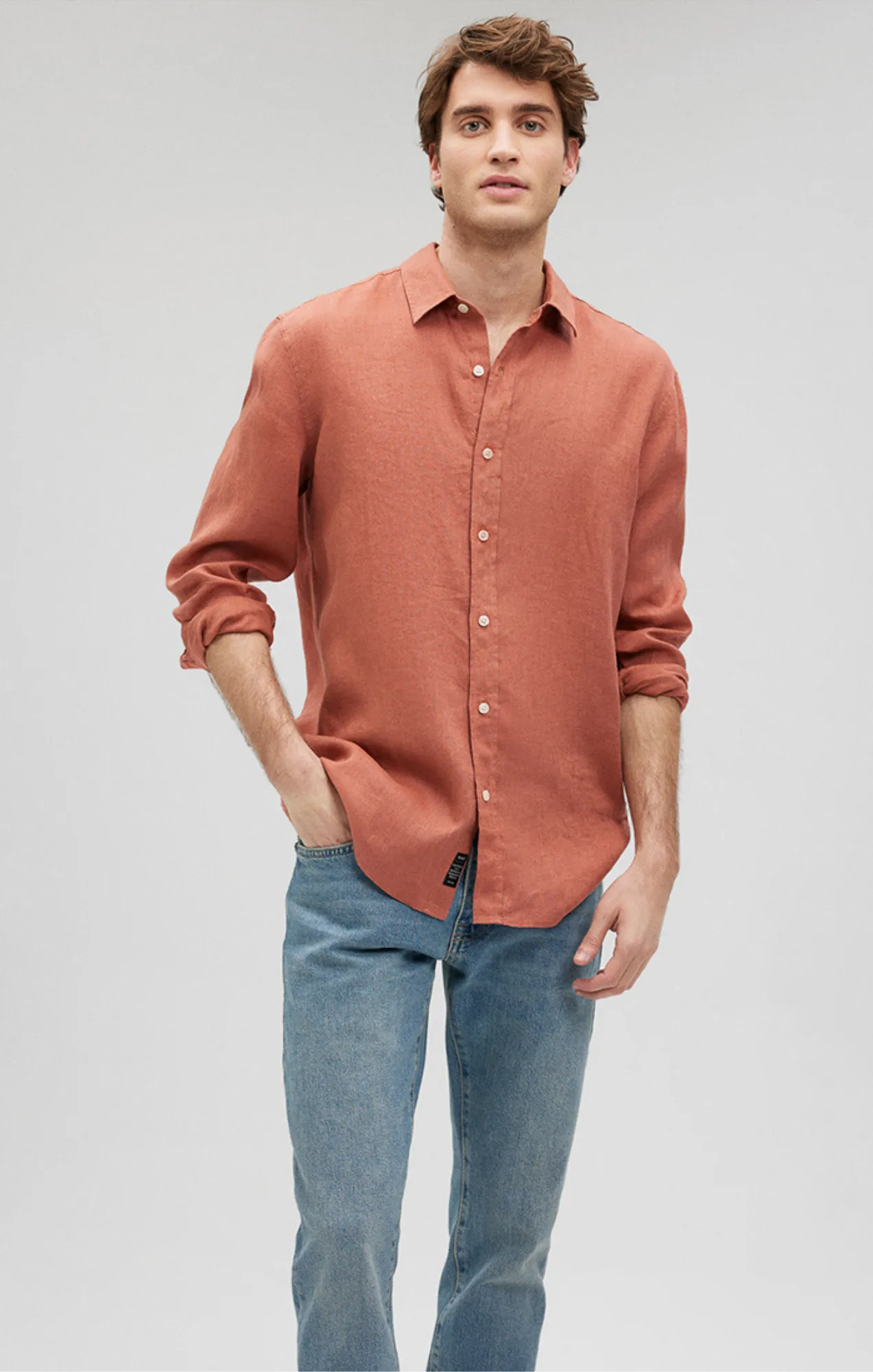LINEN BUTTON-UP SHIRT IN CEDAR WOOD sold by Mavi product image thumbnail 2