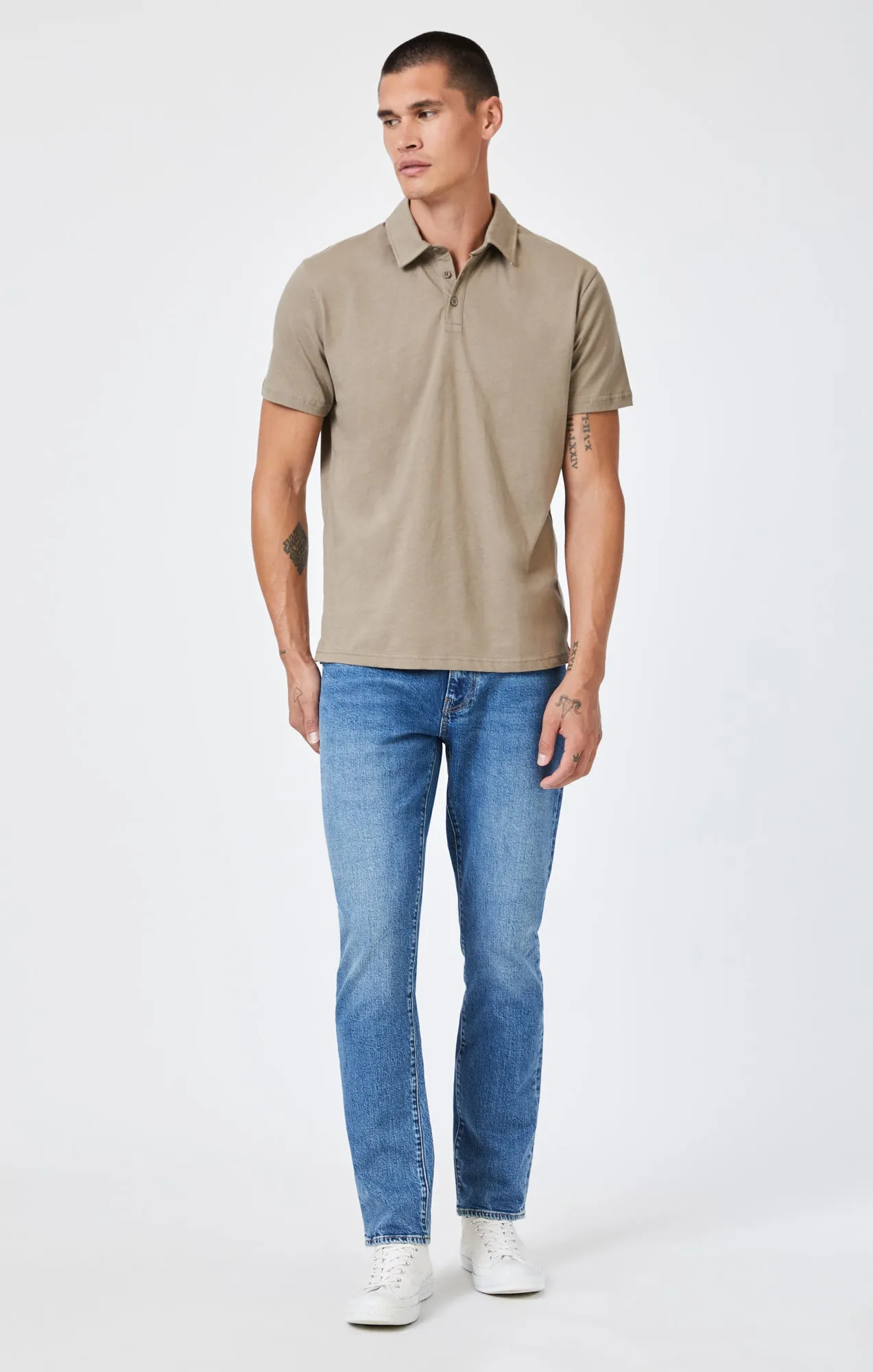 MARCUS SLIM STRAIGHT LEG IN DARK BRUSHED RECYCLED BLUE sold by Mavi