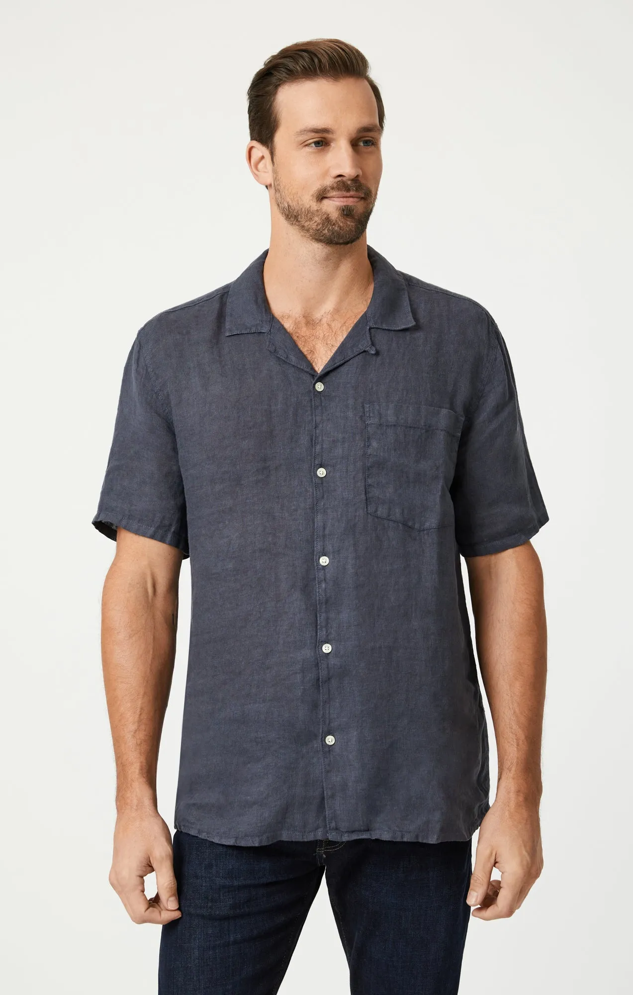 LINEN SHORT SLEEVE SHIRT IN PERISCOPE sold by Mavi
