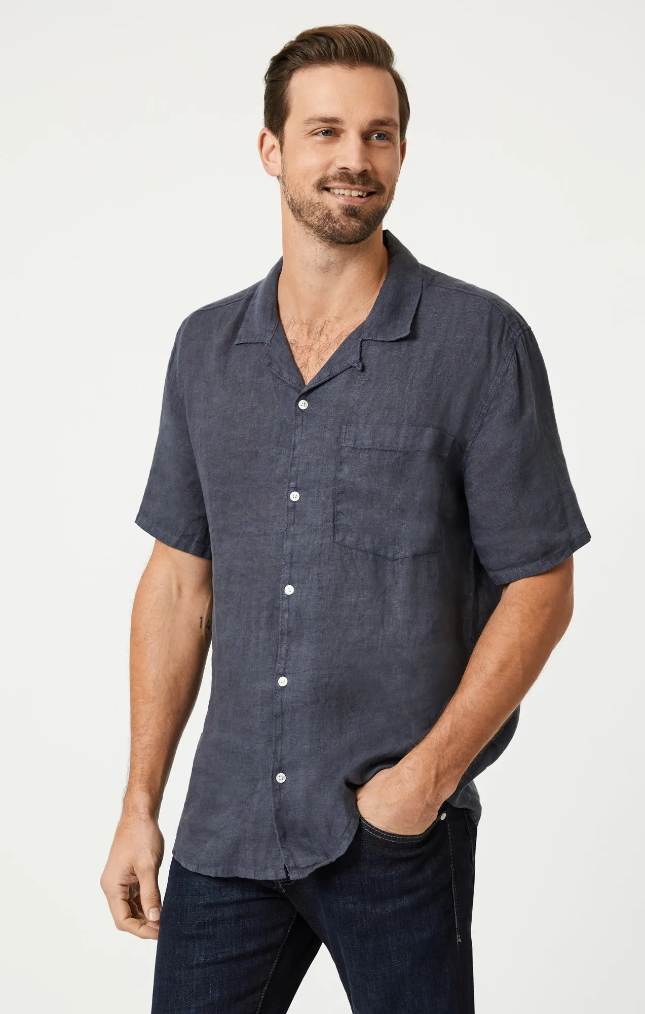 LINEN SHORT SLEEVE SHIRT IN PERISCOPE sold by Mavi product image thumbnail 2