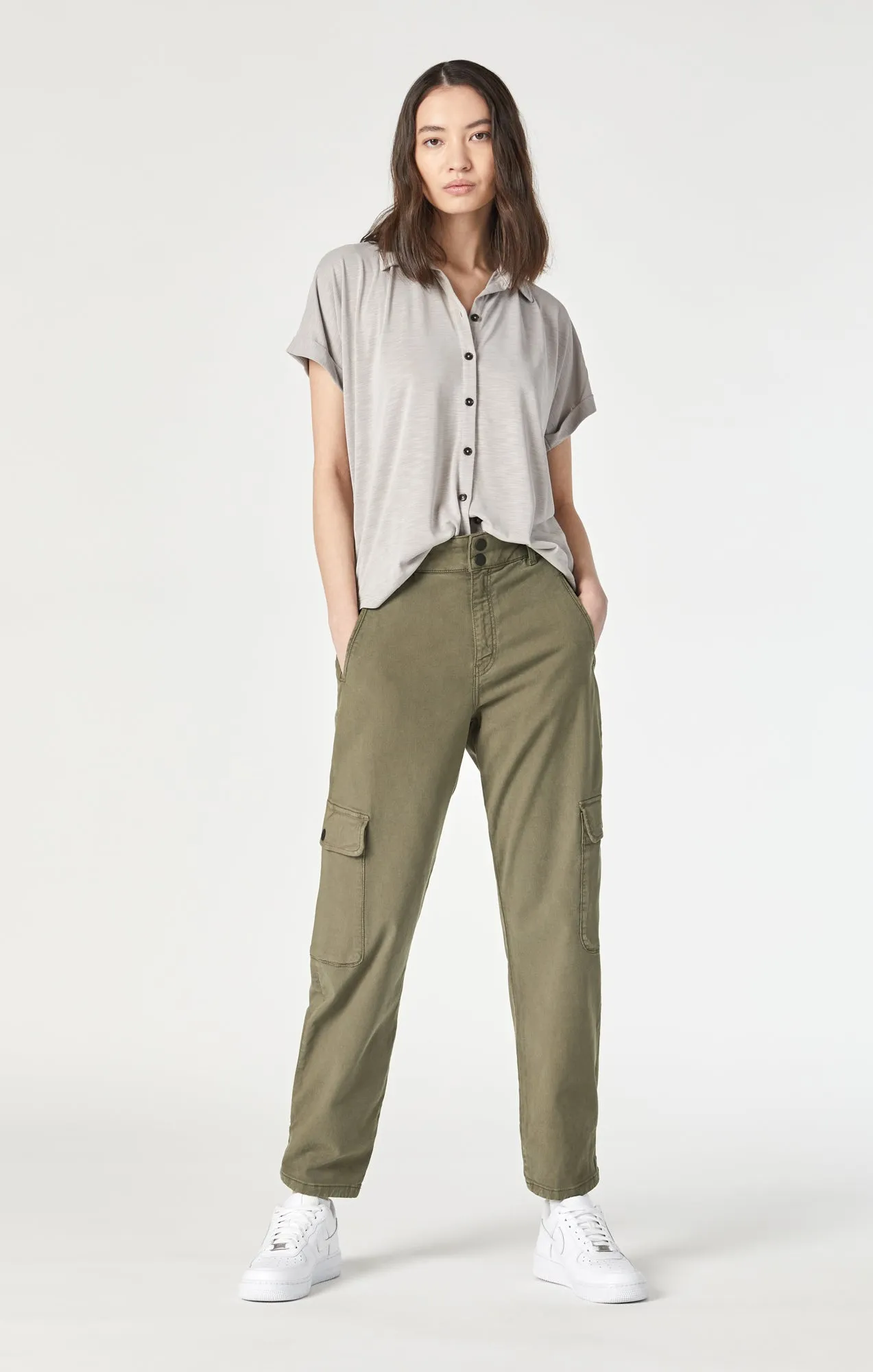 ELSIE CARGO PANTS IN CAPERS LUXE TWILL sold by Mavi