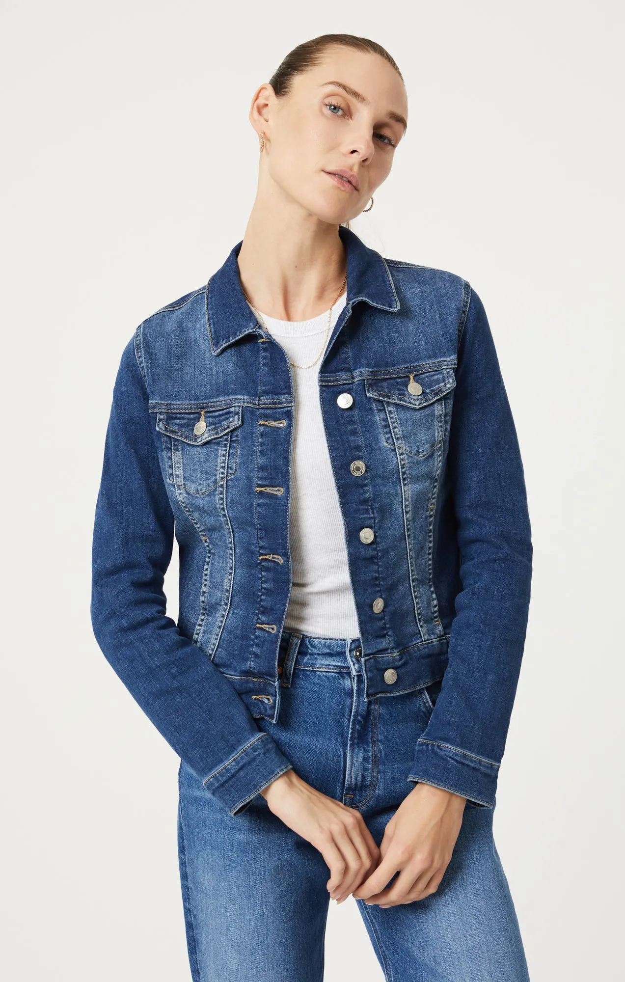 SAMANTHA JACKET IN MID BRUSHED FEATHER BLUE sold by Mavi