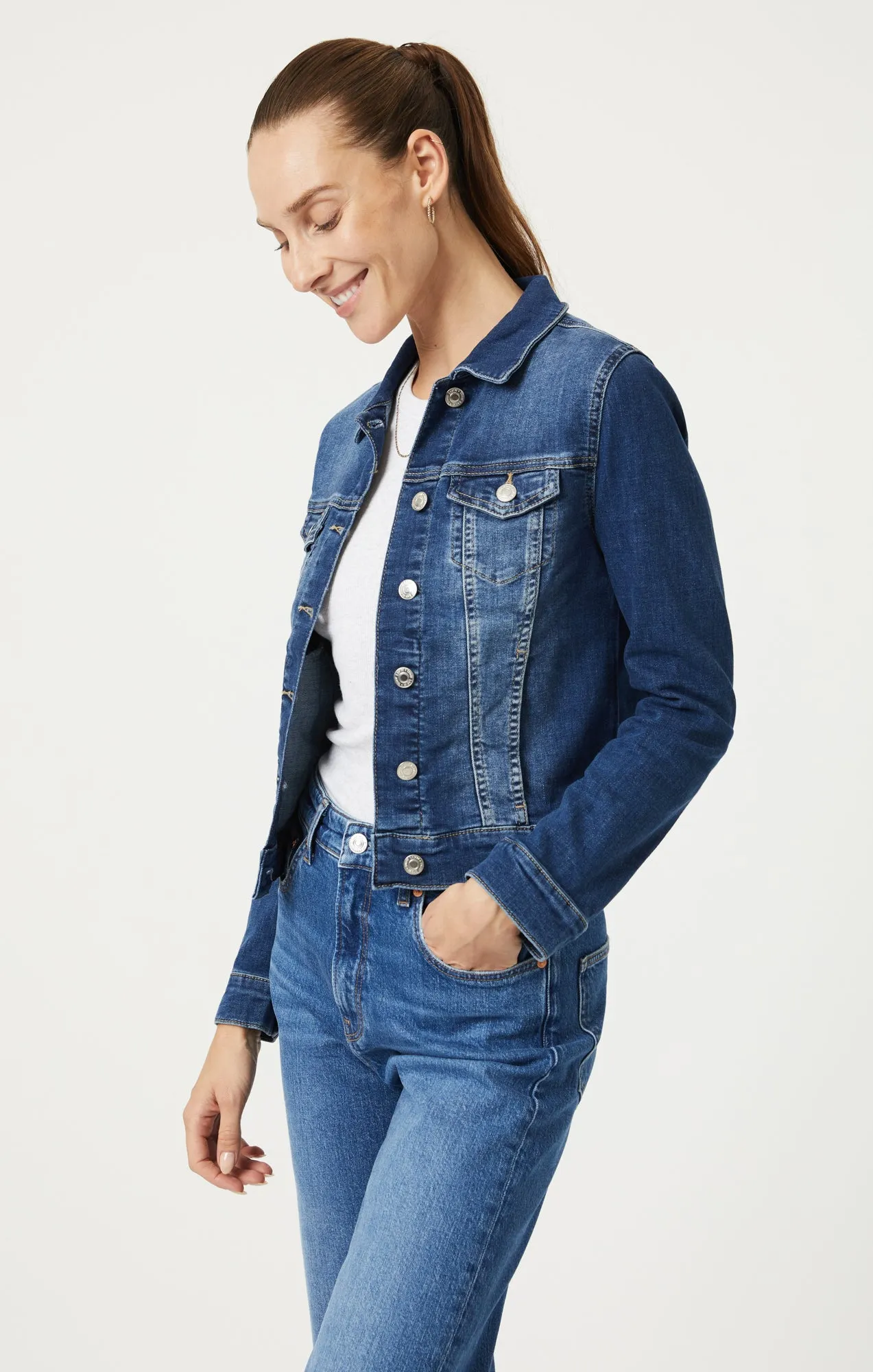 SAMANTHA JACKET IN MID BRUSHED FEATHER BLUE sold by Mavi product image thumbnail 2