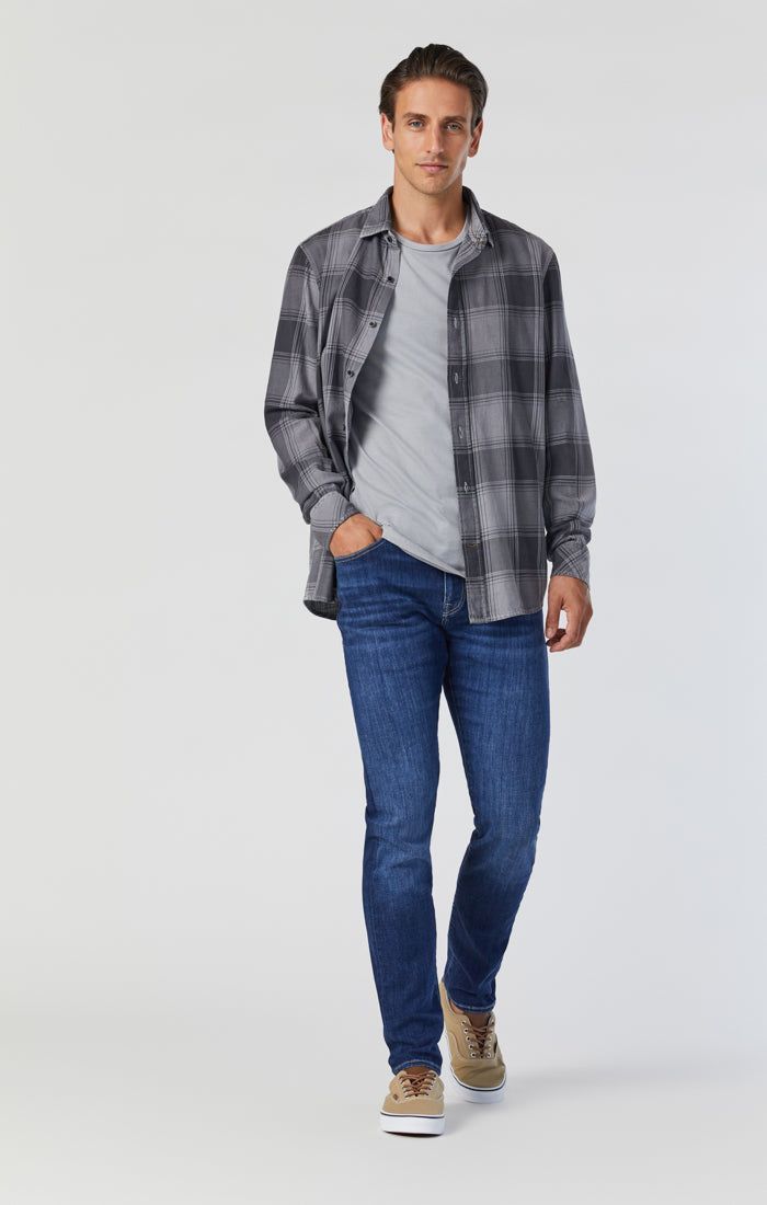 JAKE SLIM LEG JEANS IN DARK BRUSHED FEATHER BLUE sold by Mavi