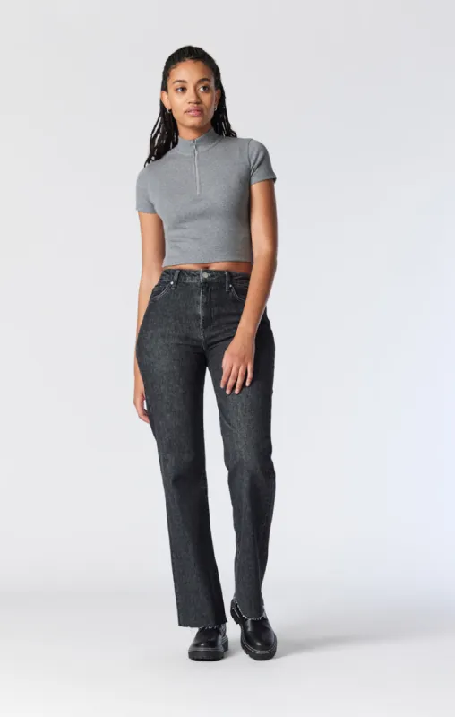 VICTORIA WIDE LEG JEANS IN BLACK BRUSHED RECYCLE BLUE sold by Mavi