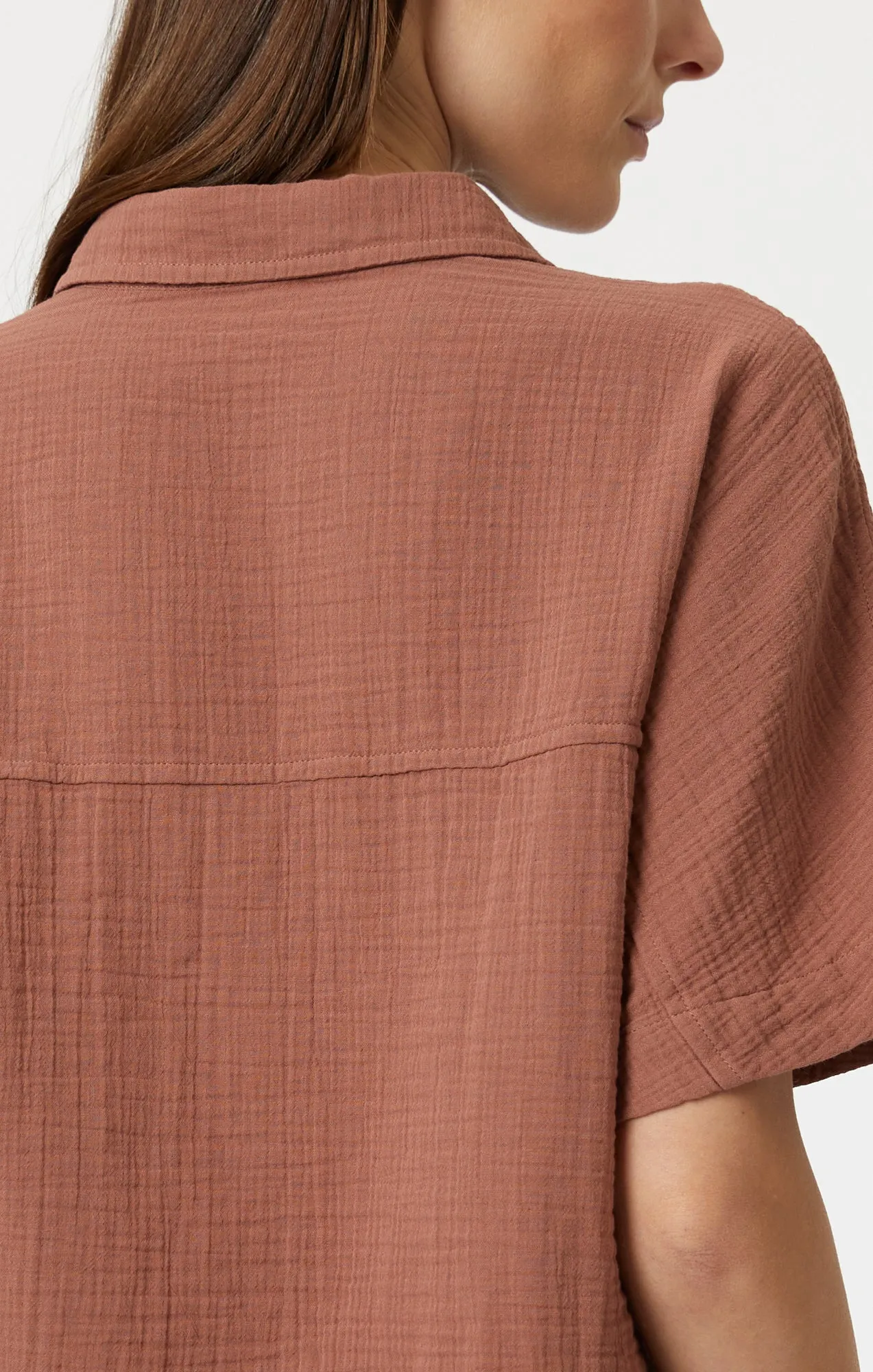 GAUZE SHORT SLEEVE SHIRT IN BROWNIE sold by Mavi product image thumbnail 5