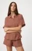 GAUZE SHORT SLEEVE SHIRT IN BROWNIE sold by Mavi