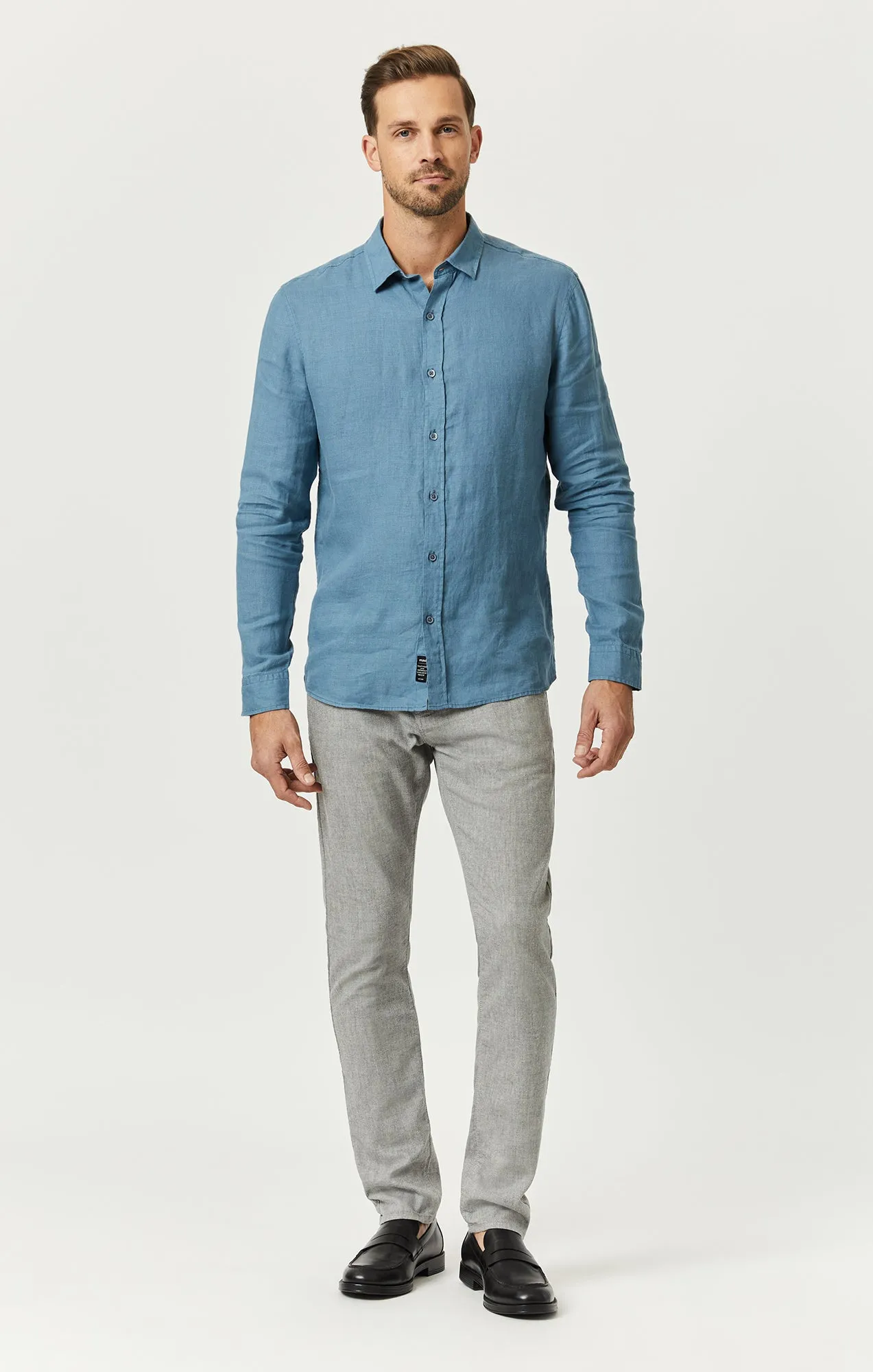 LINEN BUTTON-UP SHIRT IN BLUESTONE sold by Mavi product image thumbnail 4