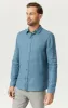 LINEN BUTTON-UP SHIRT IN BLUESTONE sold by Mavi