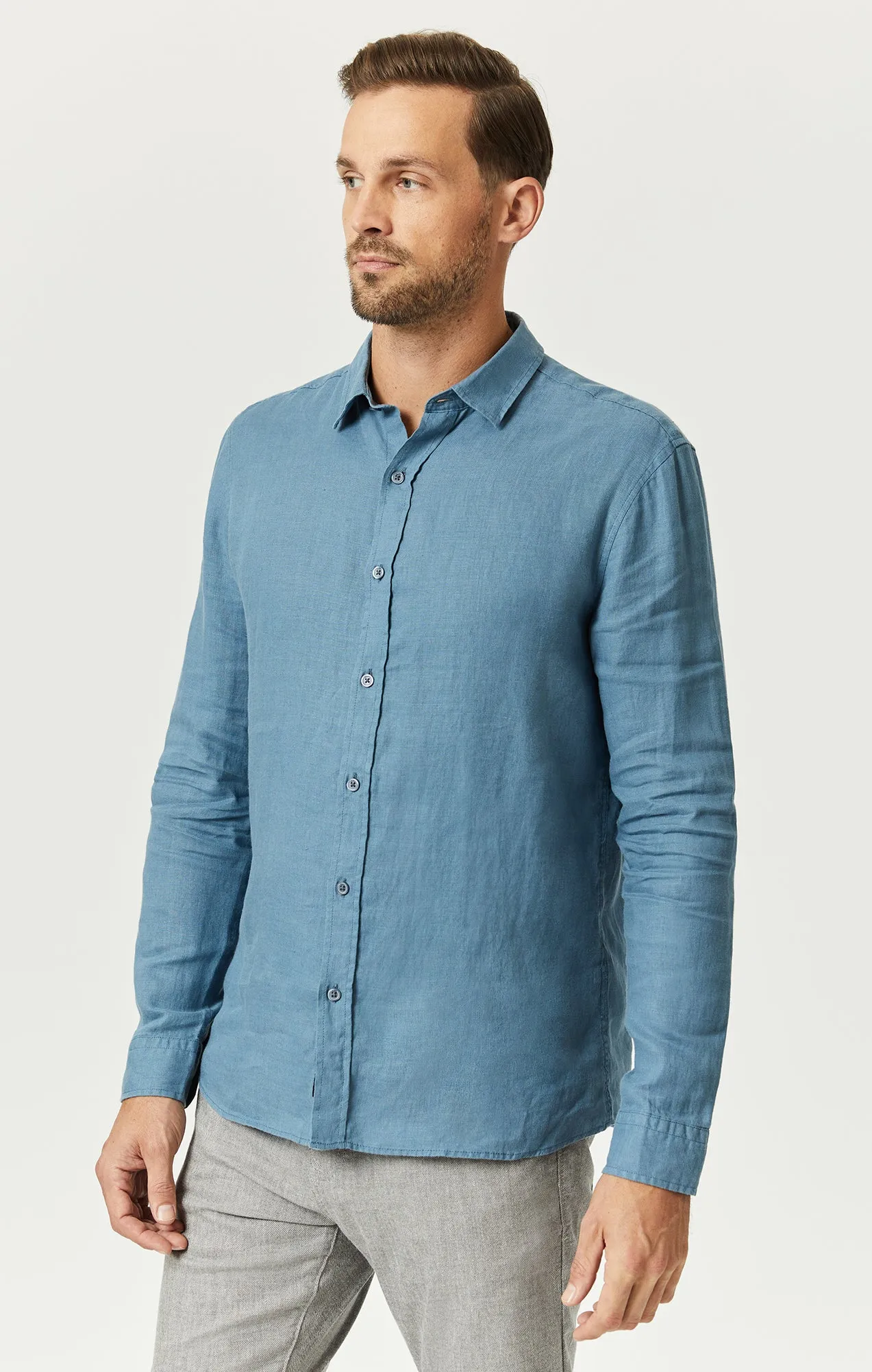 LINEN BUTTON-UP SHIRT IN BLUESTONE sold by Mavi product image thumbnail 2
