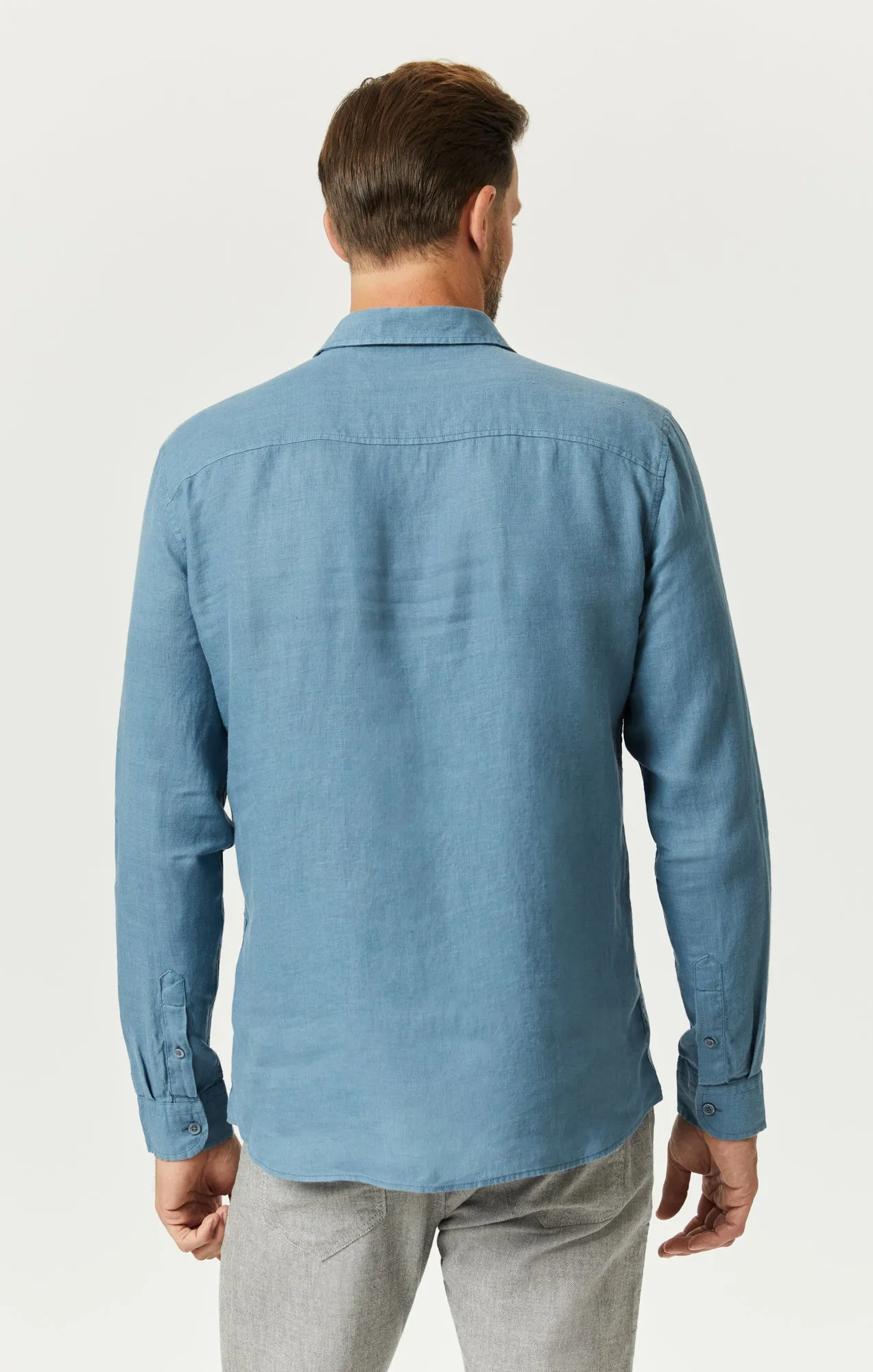 LINEN BUTTON-UP SHIRT IN BLUESTONE sold by Mavi product image thumbnail 3