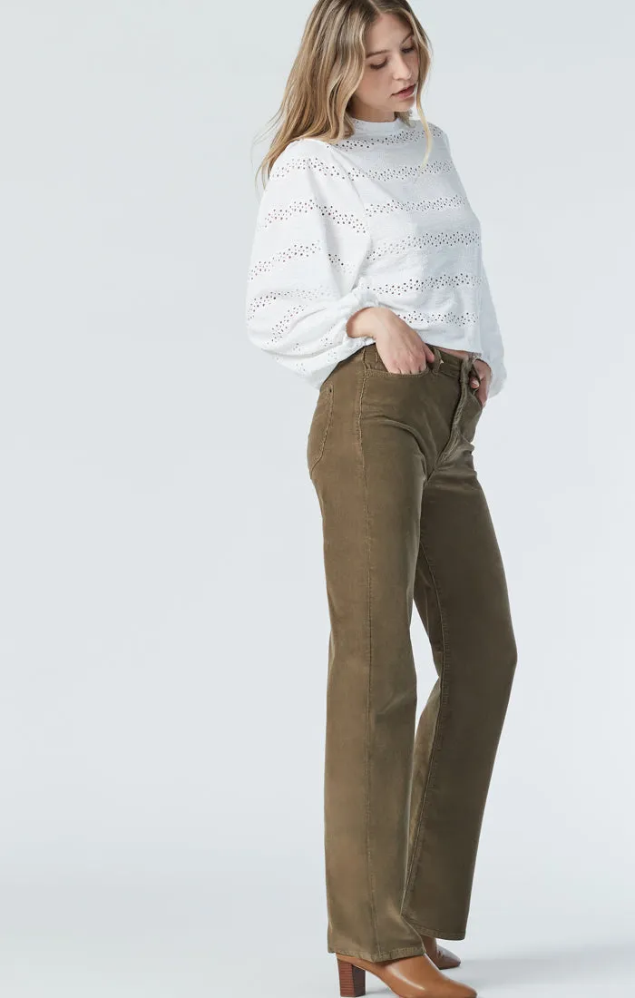 VICTORIA WIDE LEG PANT IN MILITARY CORD sold by Mavi