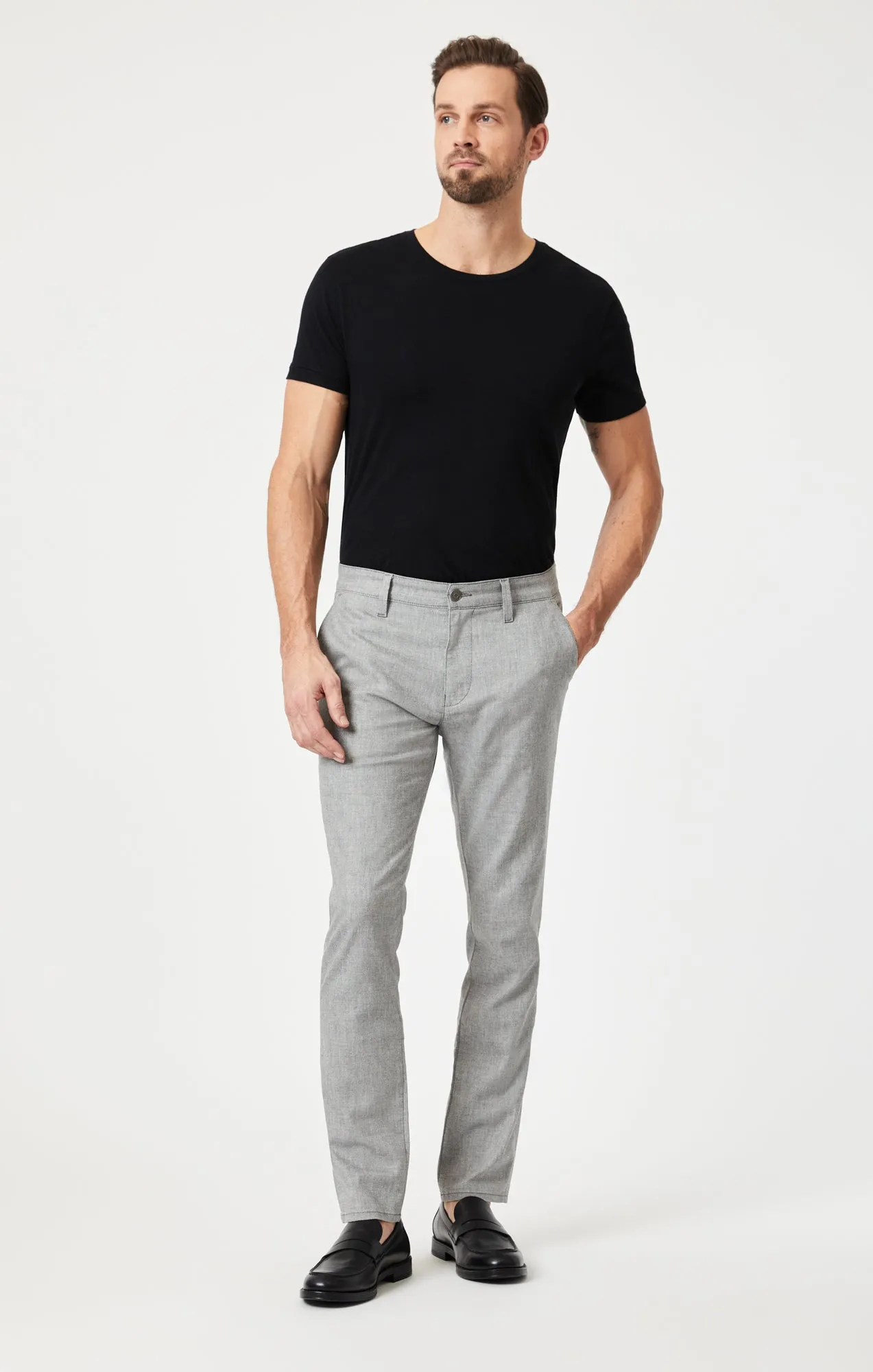 MILTON SLIM STRAIGHT CHINO IN DARK GREY LINEN sold by Mavi