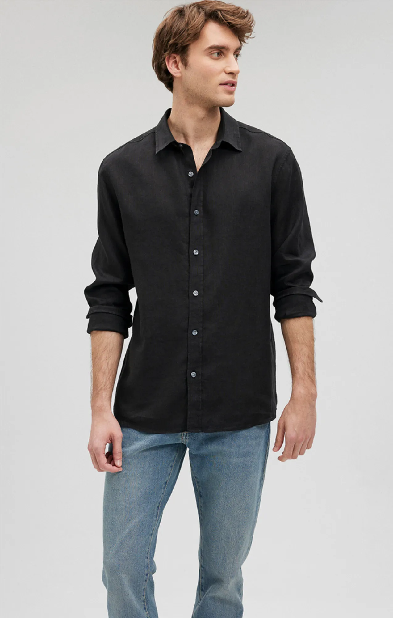 LINEN BUTTON-UP SHIRT IN BLACK sold by Mavi product image thumbnail 3