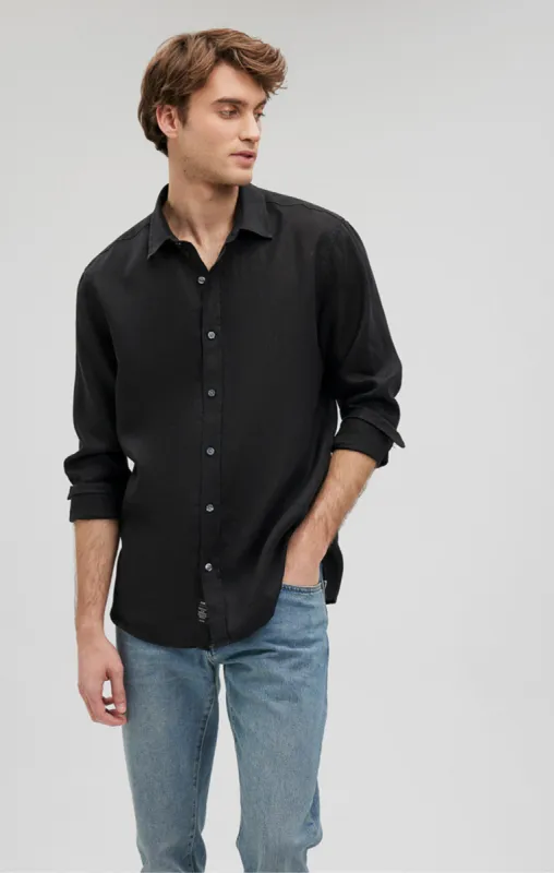 LINEN BUTTON-UP SHIRT IN BLACK sold by Mavi