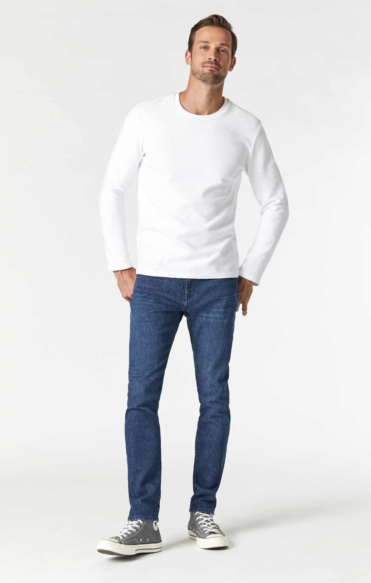 JAKE SLIM LEG IN DARK TONAL BRUSHED HEMP sold by Mavi