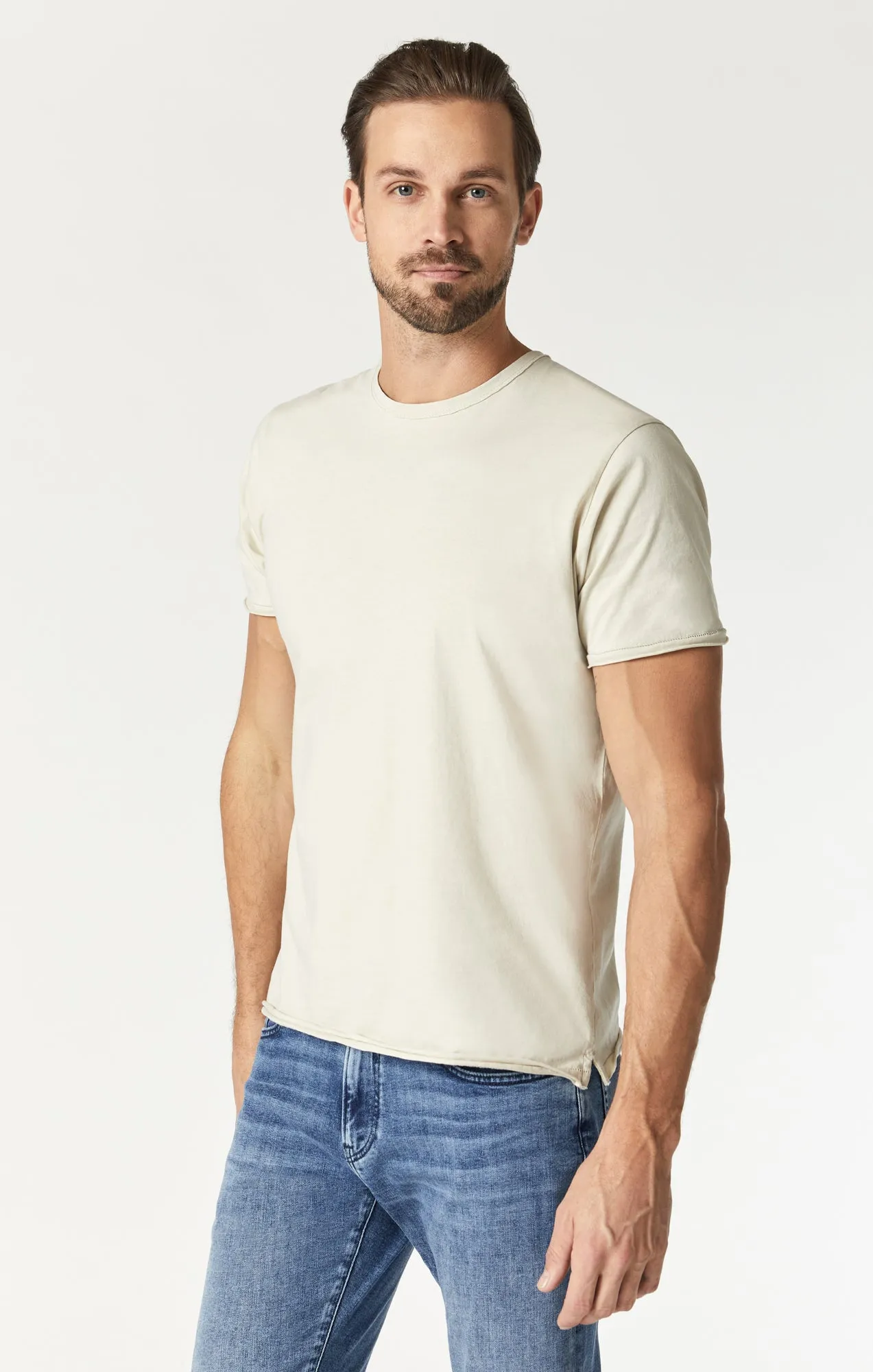 RAW EDGE NECK T-SHIRT IN PELICAN sold by Mavi product image thumbnail 2
