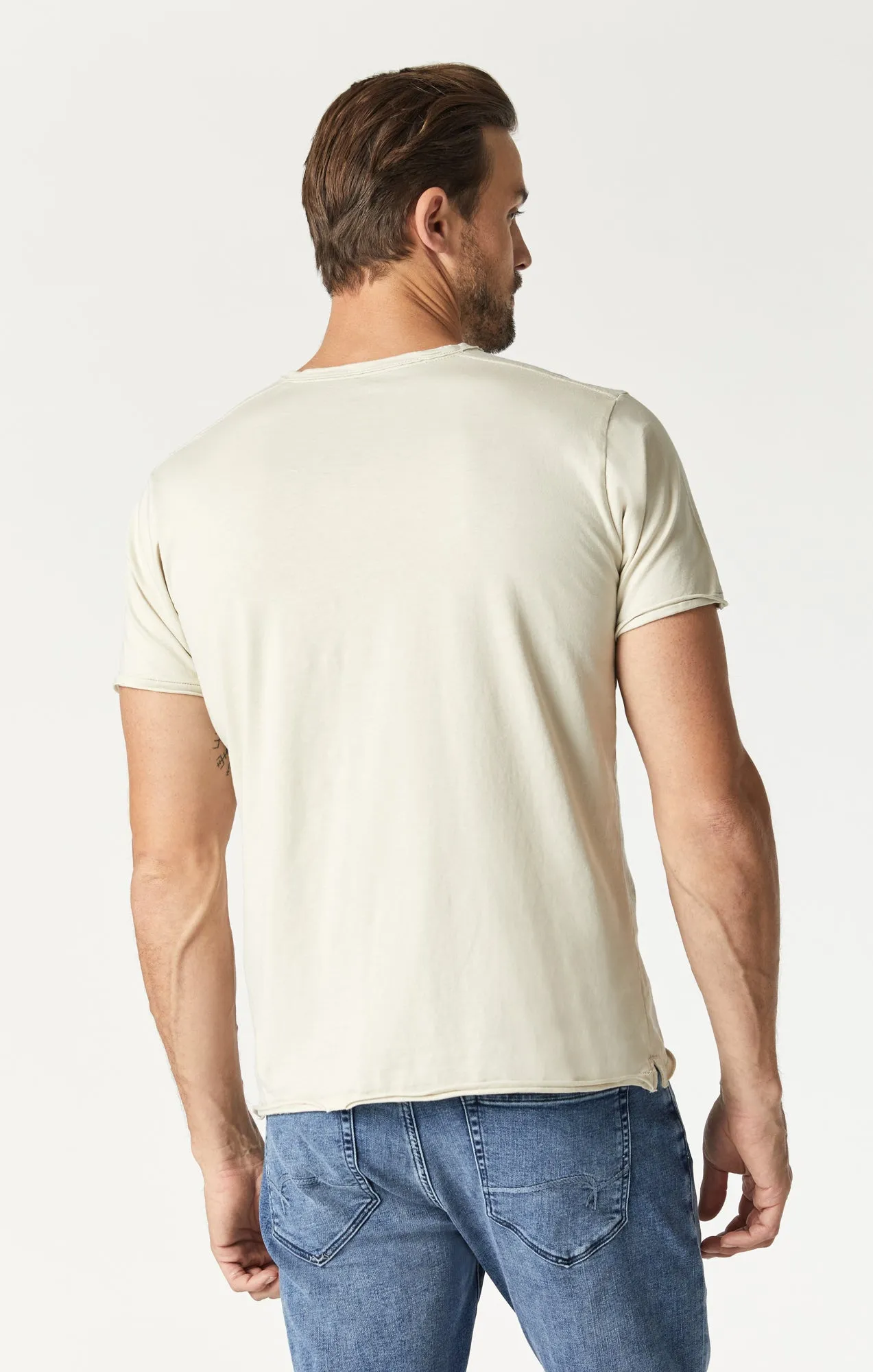 RAW EDGE NECK T-SHIRT IN PELICAN sold by Mavi product image thumbnail 3