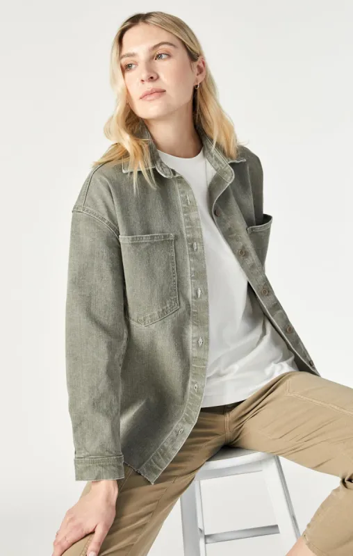 DINA DENIM SHIRT IN GREEN NATURAL DYE sold by Mavi