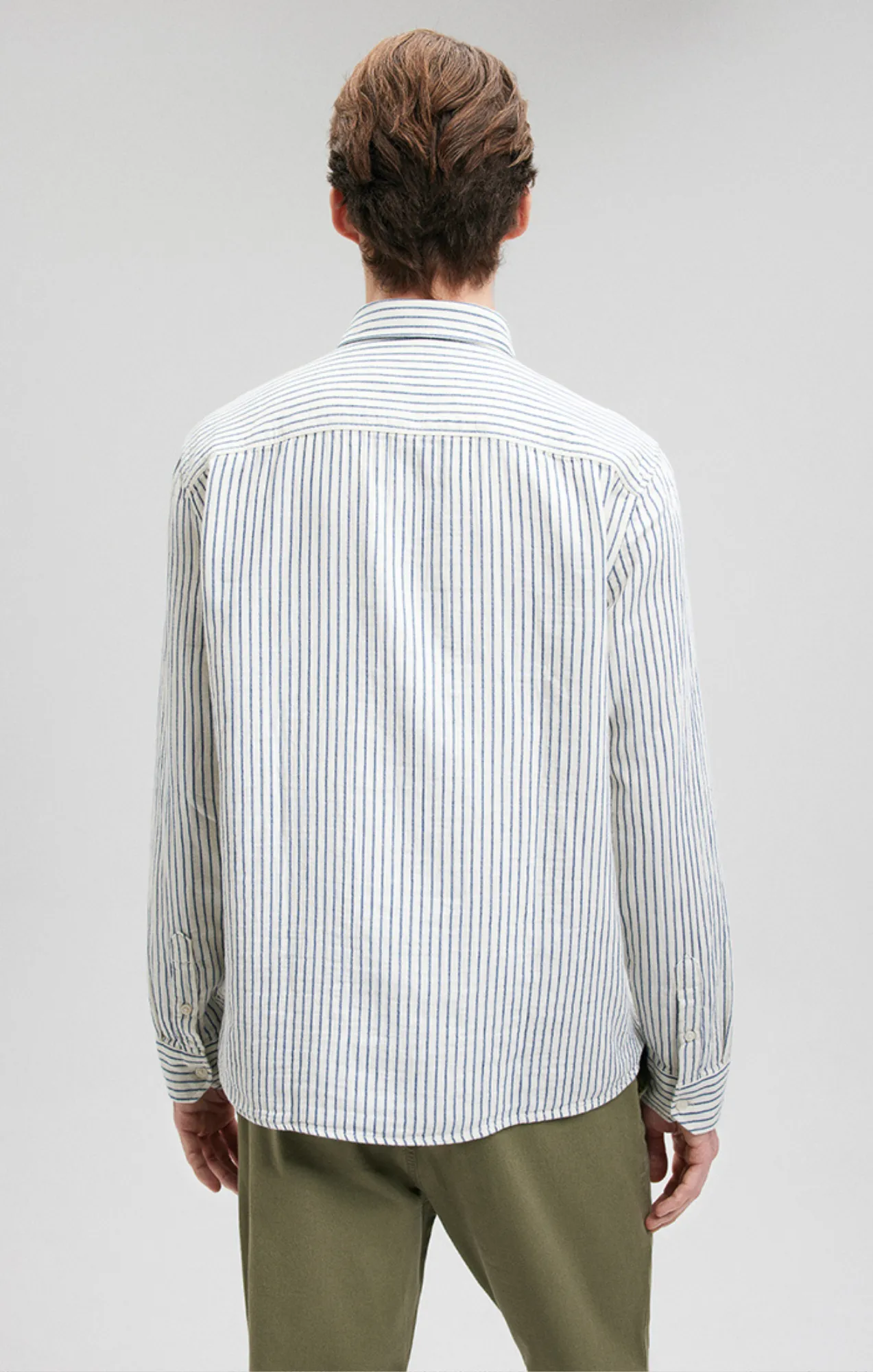 STRIPED BUTTON-DOWN LONG SLEEVE SHIRT IN DARK DENIM sold by Mavi product image thumbnail 3