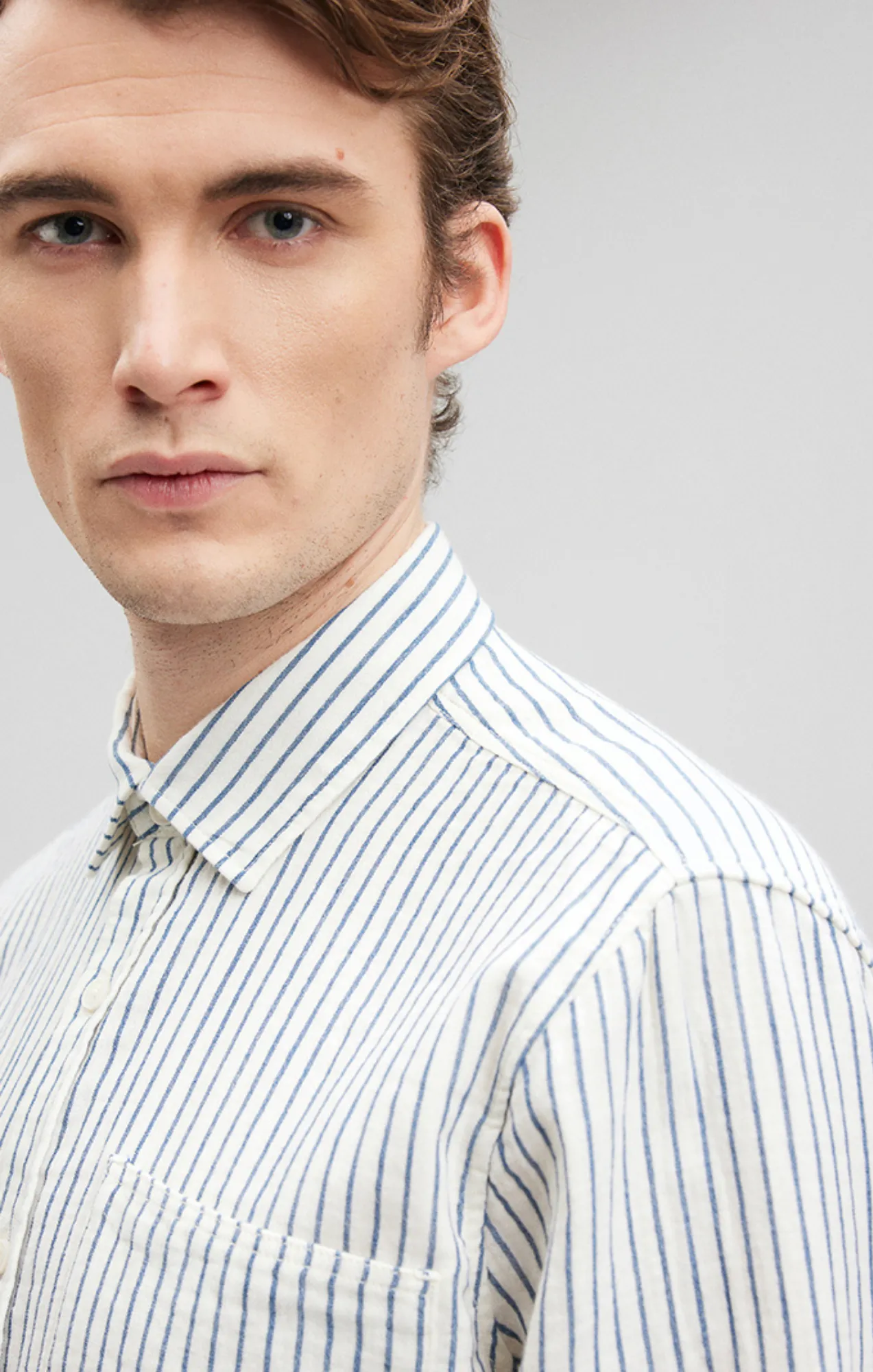 STRIPED BUTTON-DOWN LONG SLEEVE SHIRT IN DARK DENIM sold by Mavi product image thumbnail 5