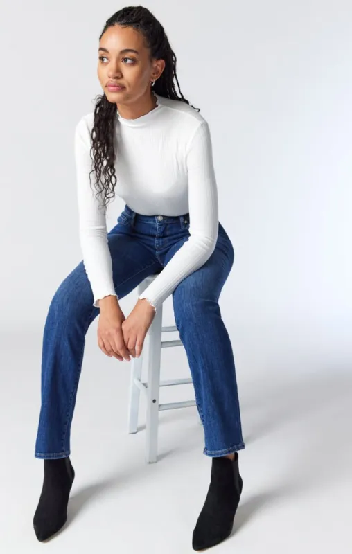 KENDRA STRAIGHT LEG JEANS IN DARK BRUSHED FEATHER BLUE made by Mavi