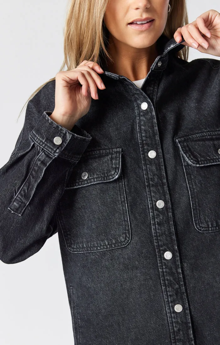 TAMARA OVERSIZED DENIM SHIRT IN DARK SMOKE TRUE BLUE sold by Mavi