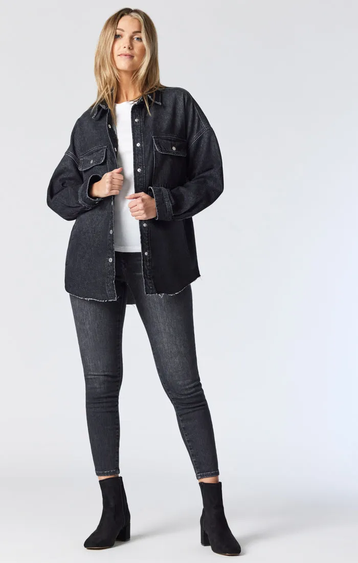 TAMARA OVERSIZED DENIM SHIRT IN DARK SMOKE TRUE BLUE sold by Mavi product image thumbnail 2