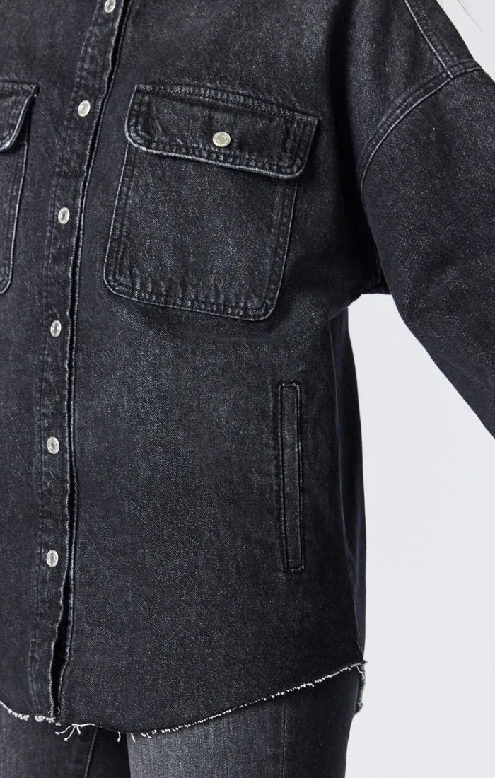 TAMARA OVERSIZED DENIM SHIRT IN DARK SMOKE TRUE BLUE sold by Mavi product image thumbnail 4