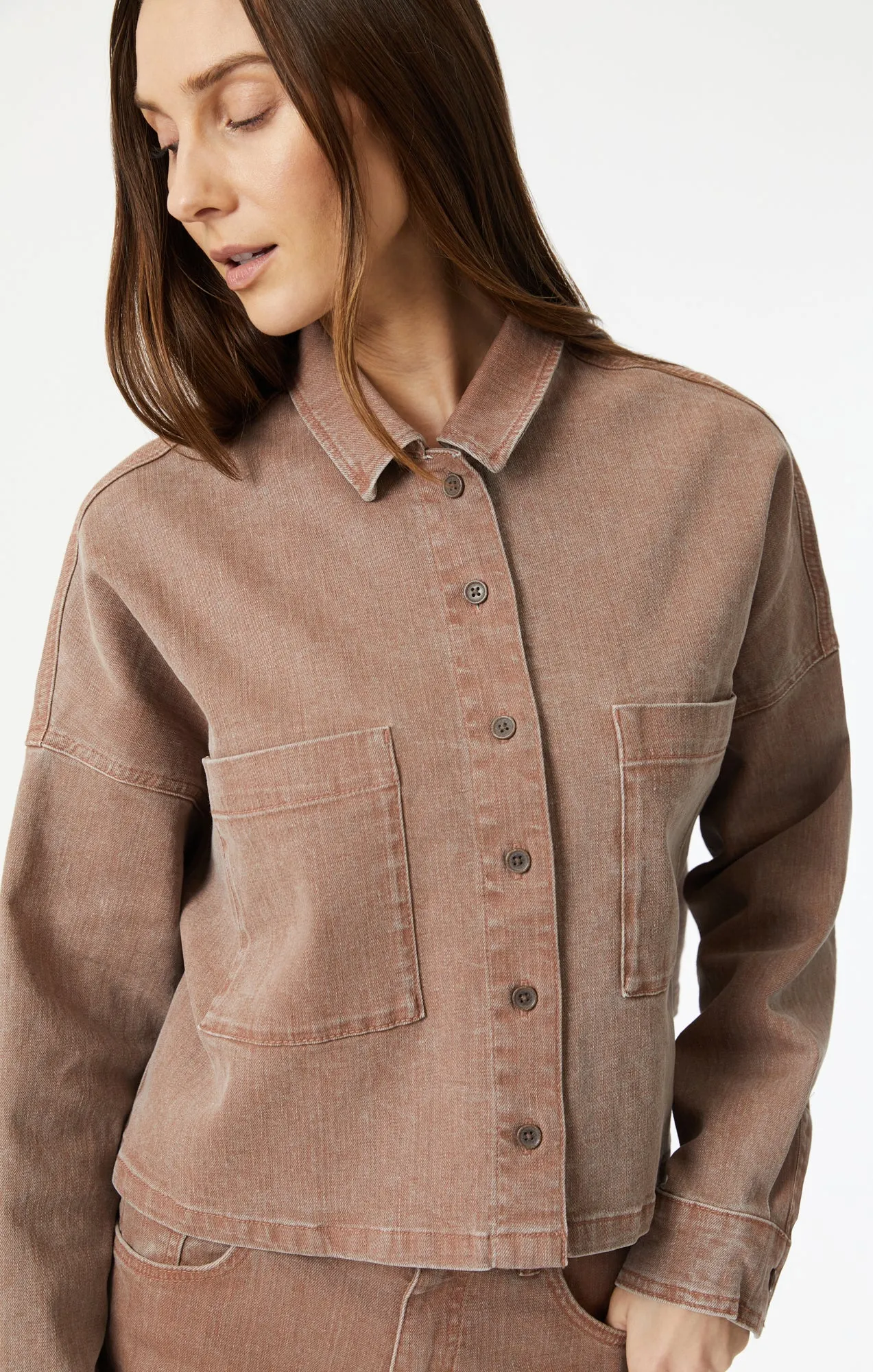 VIVI CROP LONG SLEEVE SHIRT IN ROSE NATURAL DYE sold by Mavi product image thumbnail 5