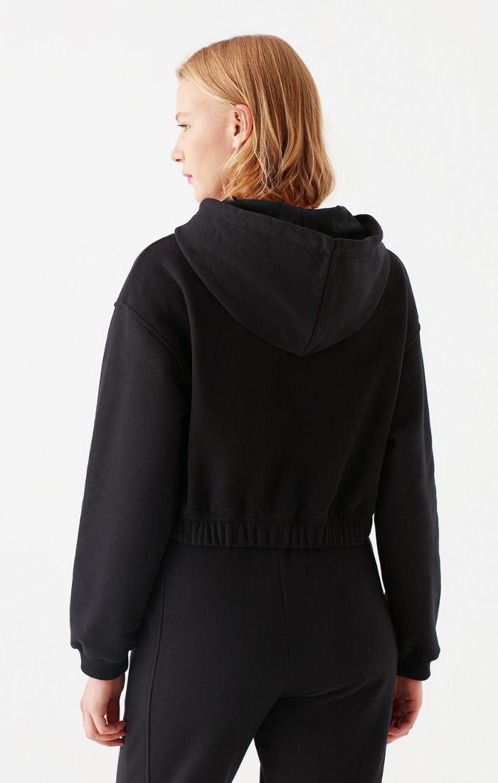 CROPPED ZIP-UP HOODIE IN BLACK sold by Mavi product image thumbnail 5