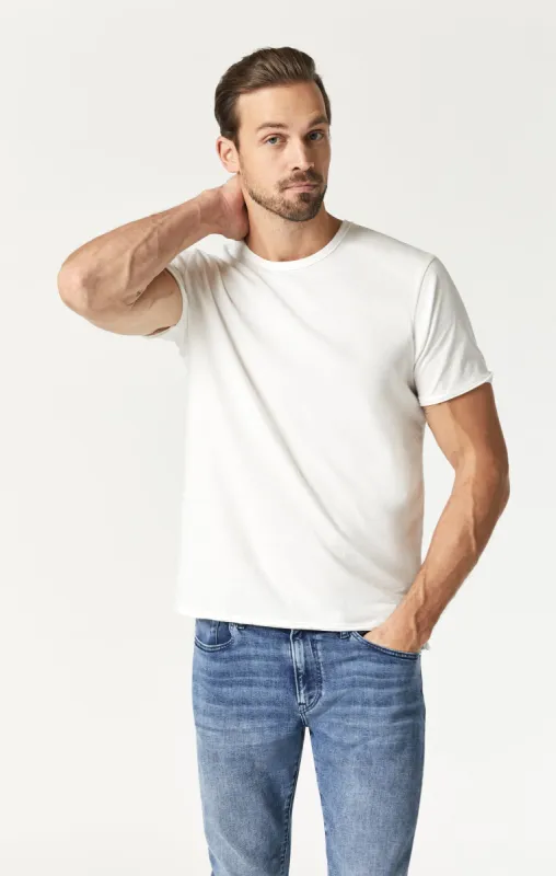 RAW EDGE NECK T-SHIRT IN BLANC DE BLANC sold by Mavi