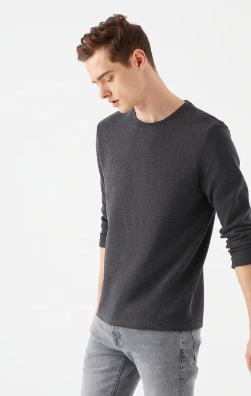 MEN'S LONG SLEEVE T-SHIRT IN ANTHRACITE MELANGE sold by Mavi