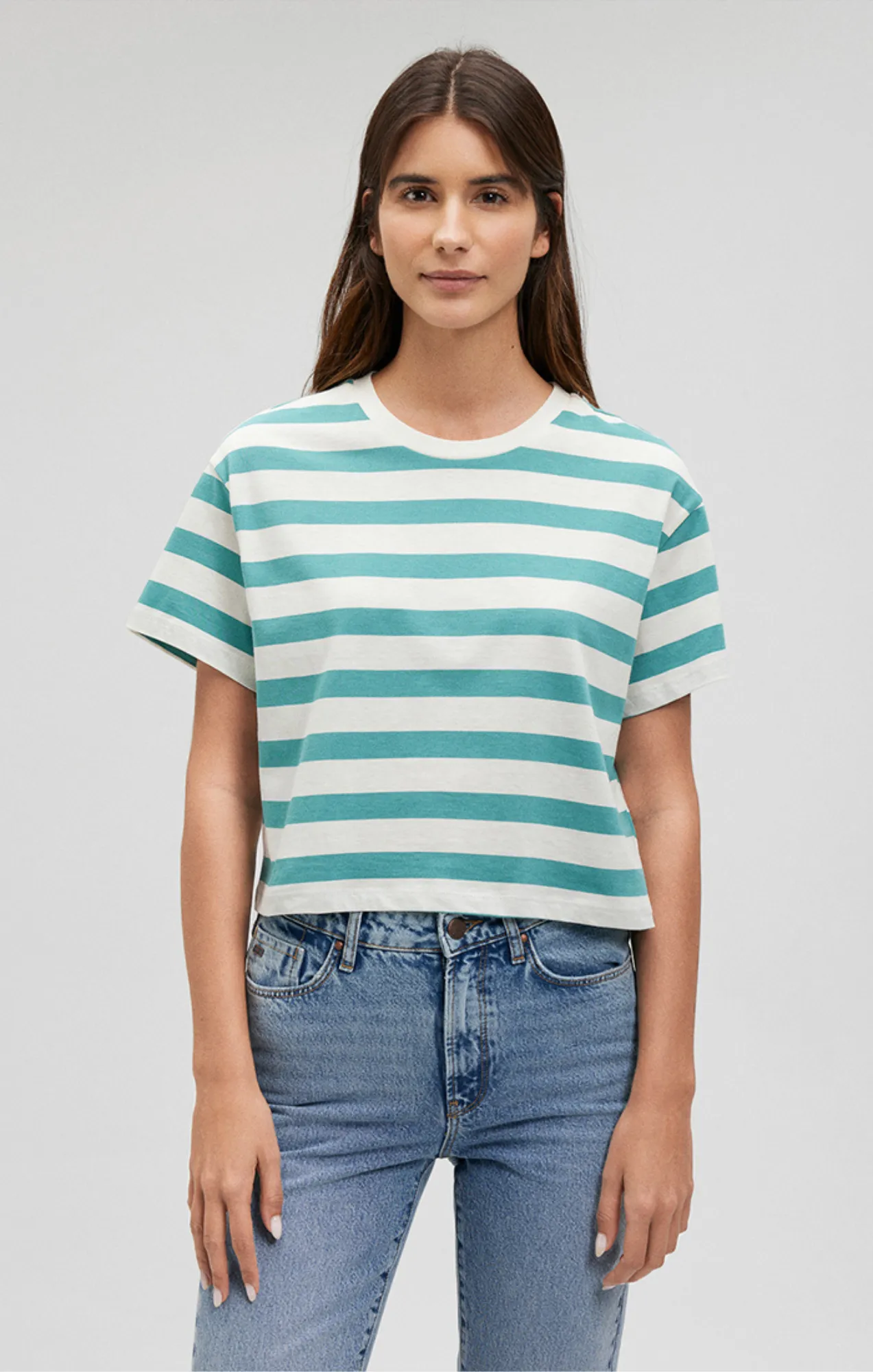 STRIPED CREW NECK T-SHIRT IN BRISTOL BLUE sold by Mavi product image thumbnail 3