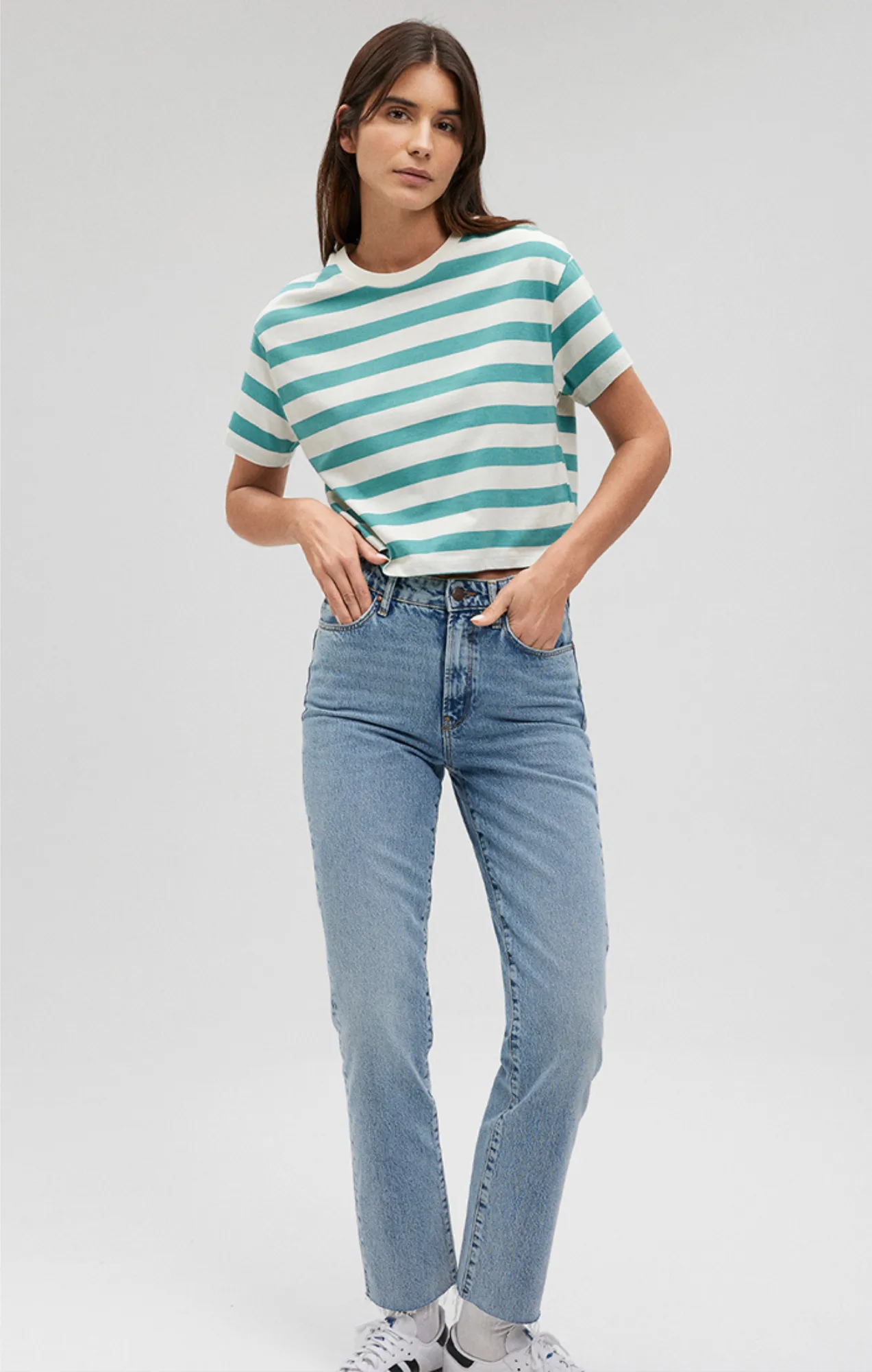 STRIPED CREW NECK T-SHIRT IN BRISTOL BLUE sold by Mavi product image thumbnail 2