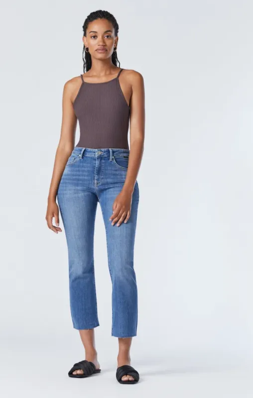 ANIKA CROP FLARE JEANS IN MID BRUSHED ORGANIC BLUE sold by Mavi