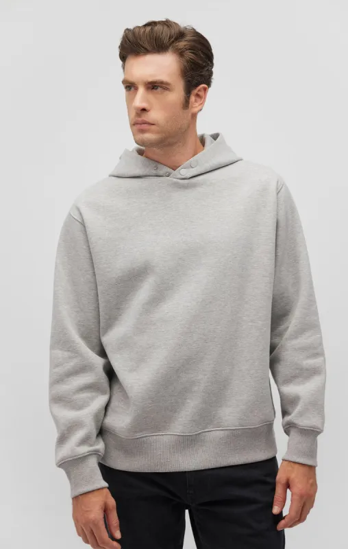 SNAP-BUTTON HOODIE IN LIGHT GREY MELANGE sold by Mavi