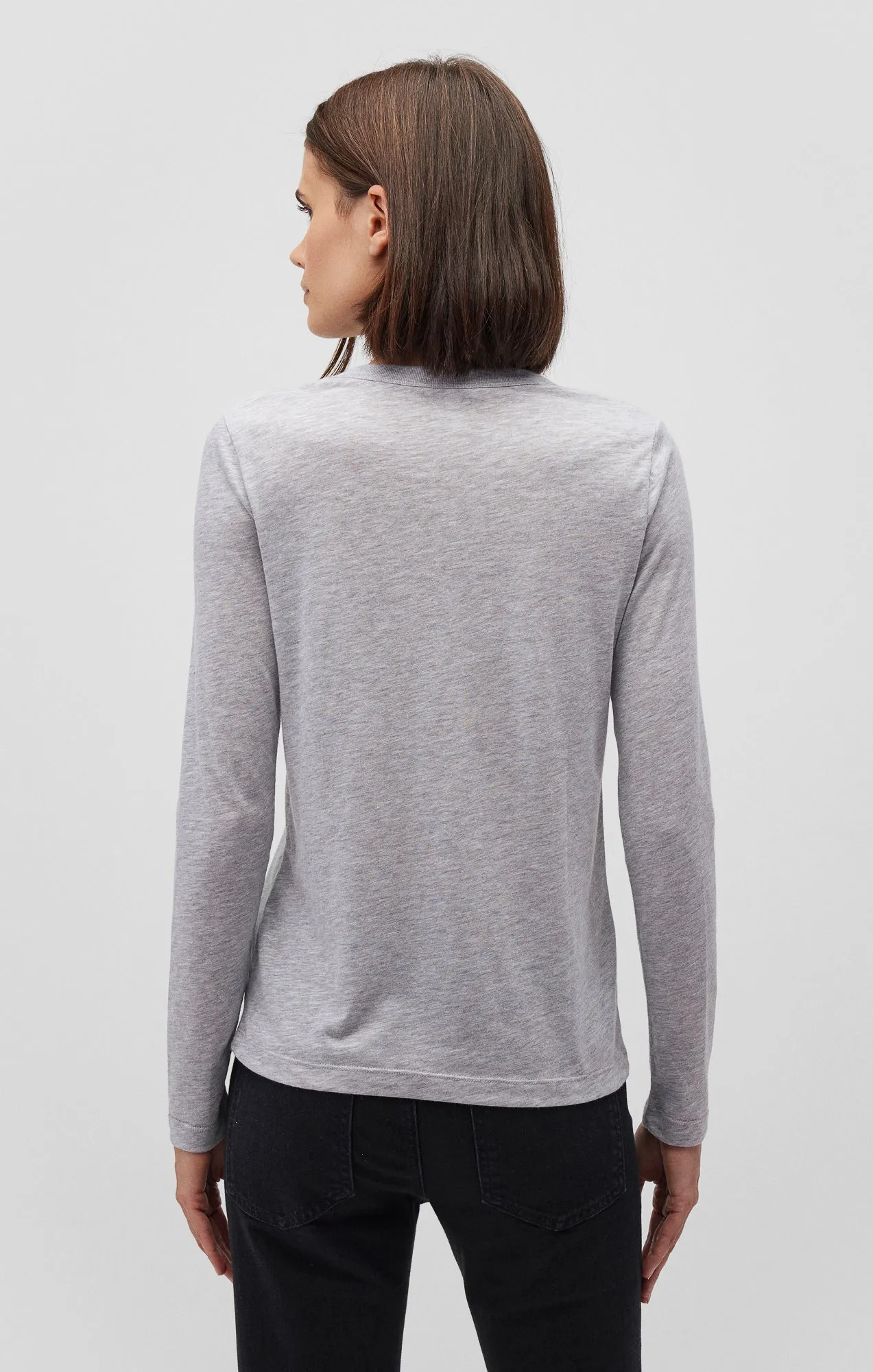 LONG SLEEVE CREW NECK T-SHIRT IN SNOW GREY MELANGE sold by Mavi product image thumbnail 3