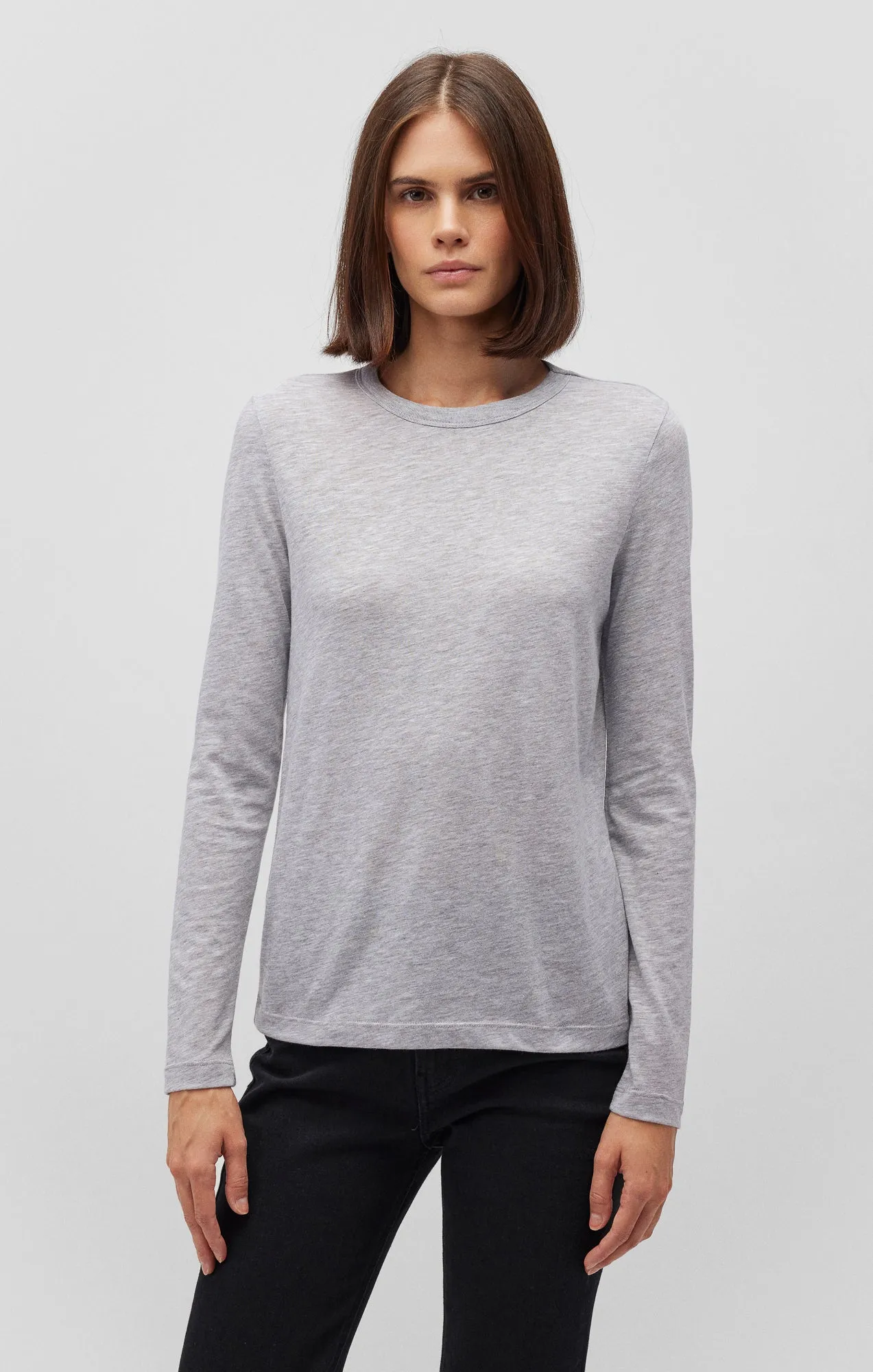 LONG SLEEVE CREW NECK T-SHIRT IN SNOW GREY MELANGE sold by Mavi