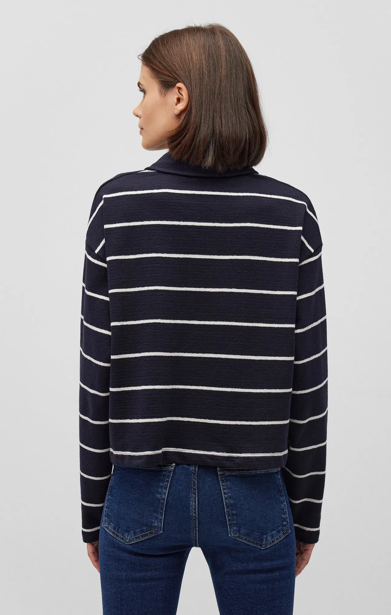 POLO SWEATER IN ANTIQUE WHITE STRIPE sold by Mavi product image thumbnail 3