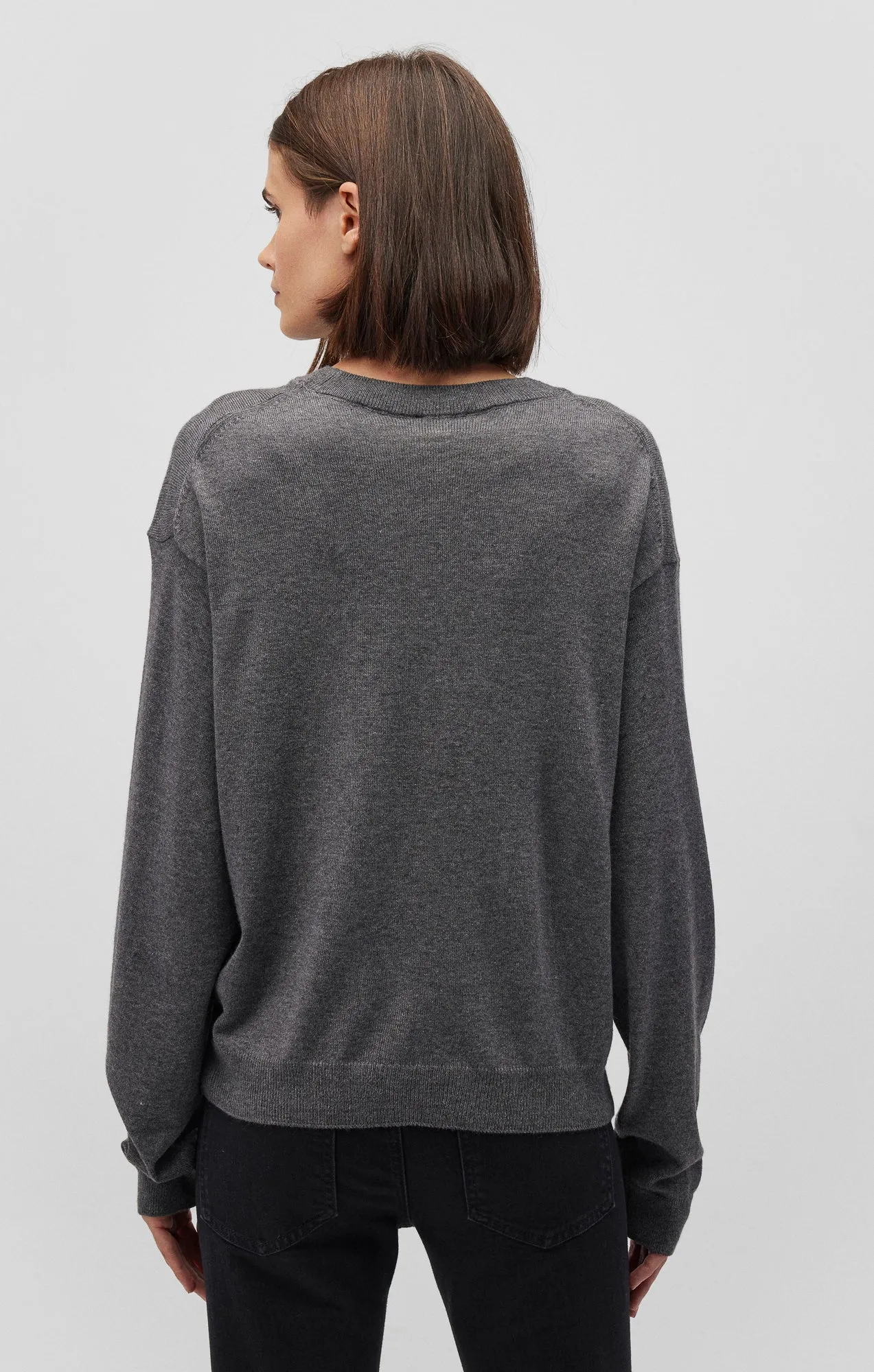 CREW NECK SWEATER IN MID GREY MELANGE sold by Mavi product image thumbnail 3