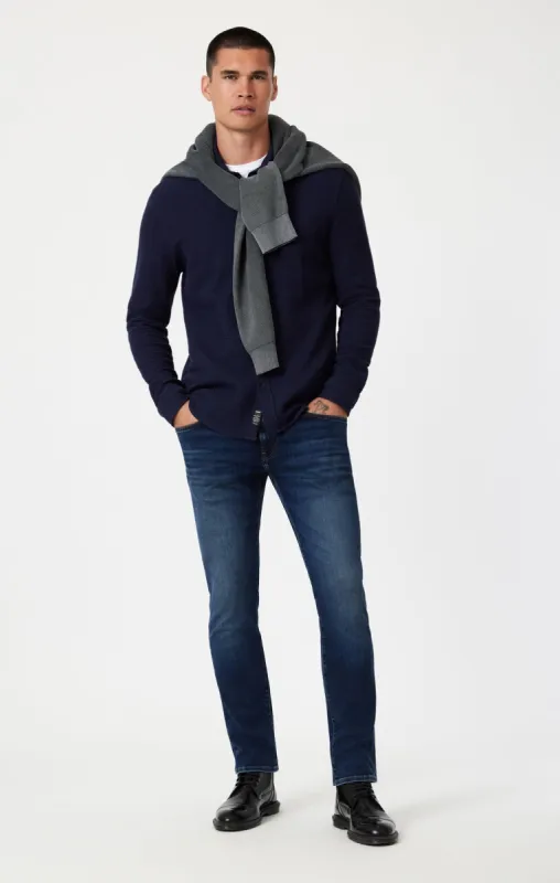 JAKE SLIM LEG IN DEEP BRUSHED FEATHER BLUE sold by Mavi