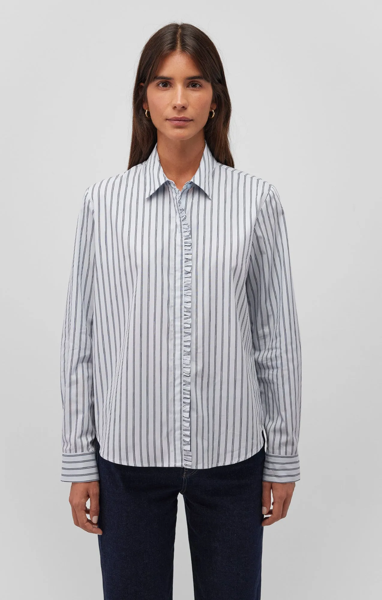 LONG SLEEVE BUTTON-UP SHIRT IN NAVY STRIPED sold by Mavi product image thumbnail 4