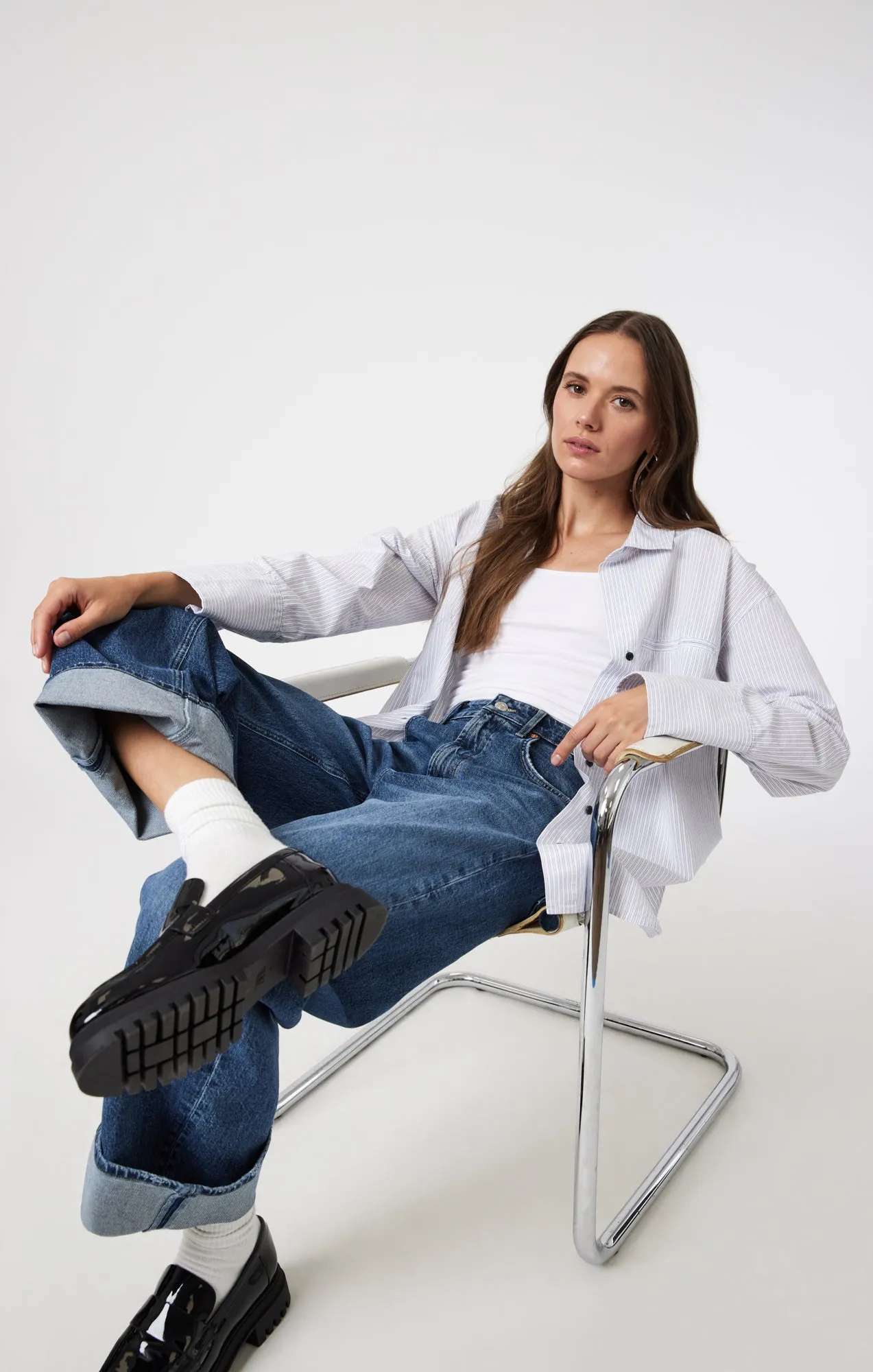 SANDRA CUFFED WIDE LEG IN MID BRUSHED CLASSIC BLUE sold by Mavi product image thumbnail 2