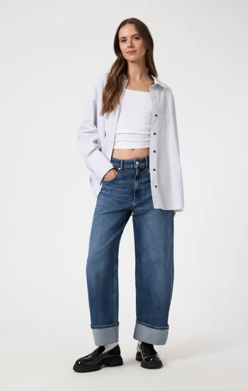 SANDRA CUFFED WIDE LEG IN MID BRUSHED CLASSIC BLUE sold by Mavi