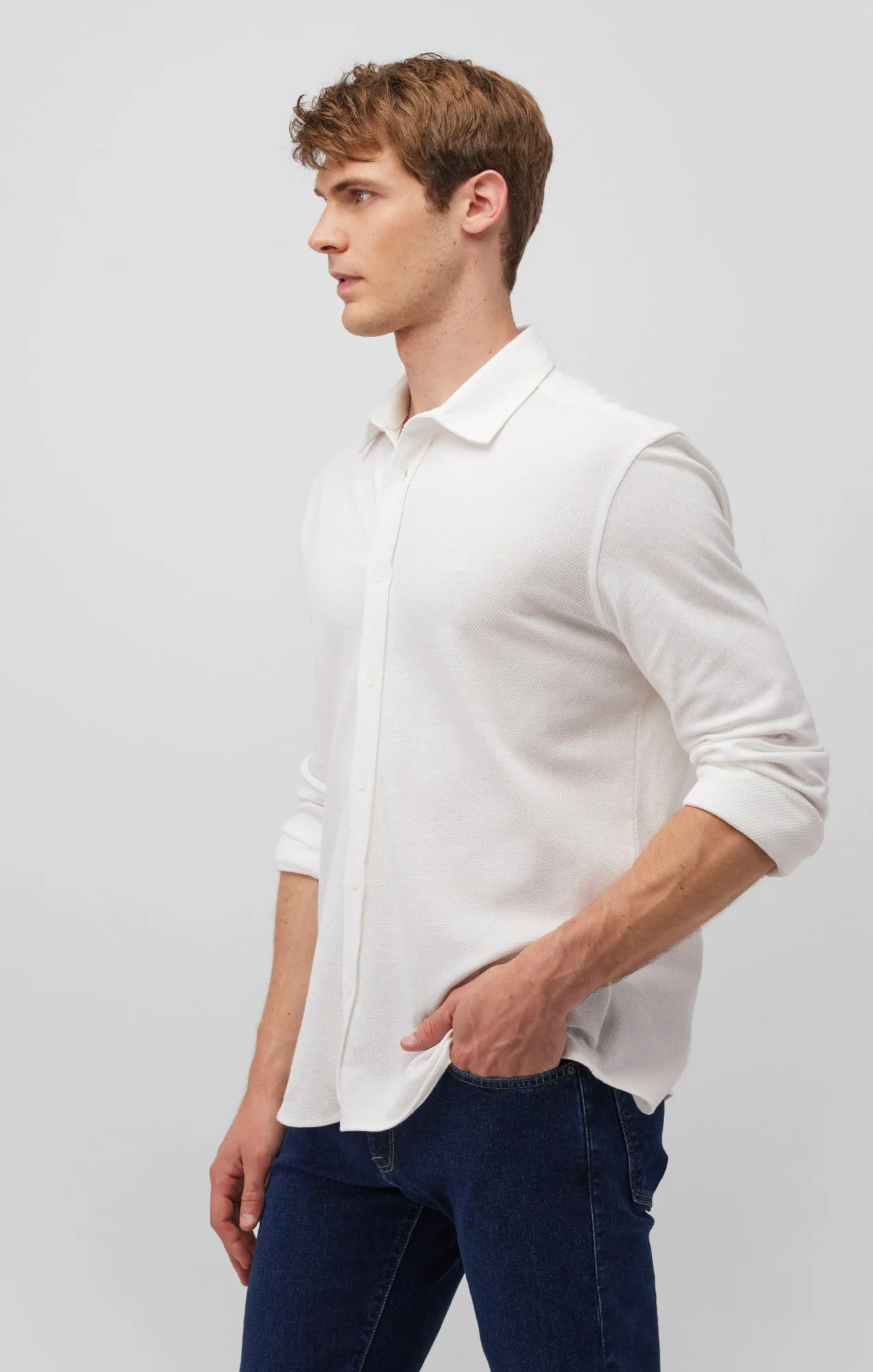 LONG SLEEVE BUTTON-UP SHIRT IN WHITE sold by Mavi product image thumbnail 3