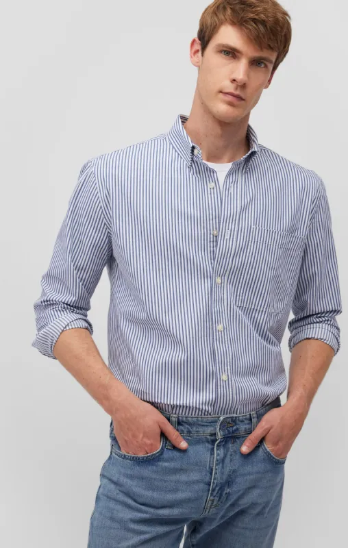 STRIPED BUTTON-UP LONG SLEEVE SHIRT IN TRUE BLUE sold by Mavi